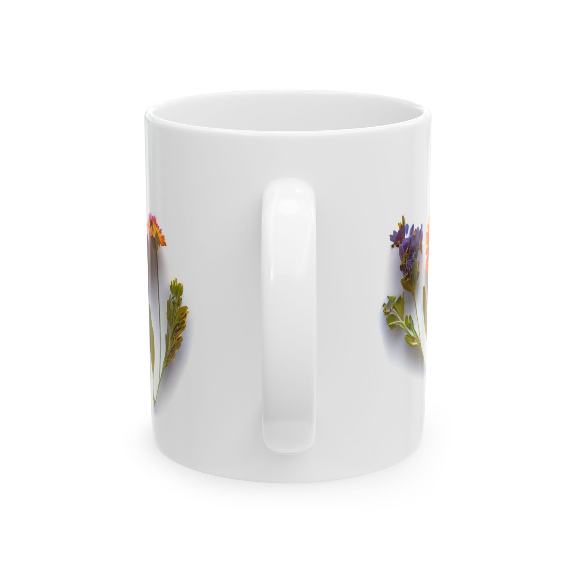 Pressed Flower Design Ceramic Mug, 11oz