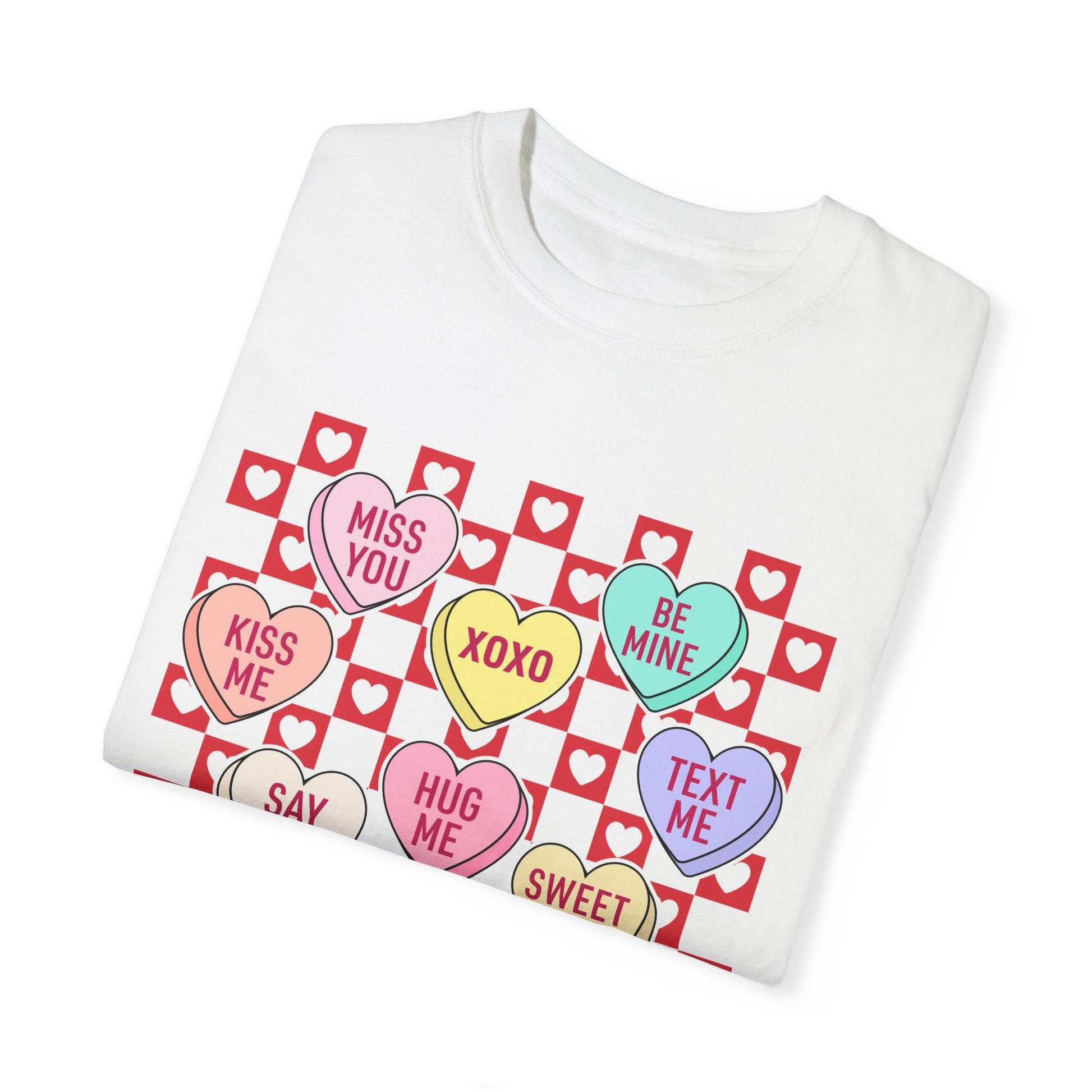 Valentines Day Unisex Garment-Dyed T-shirt, Love Heart Tee, Romantic Gift Shirt, Red Valentine Apparel, Couples Matching Top