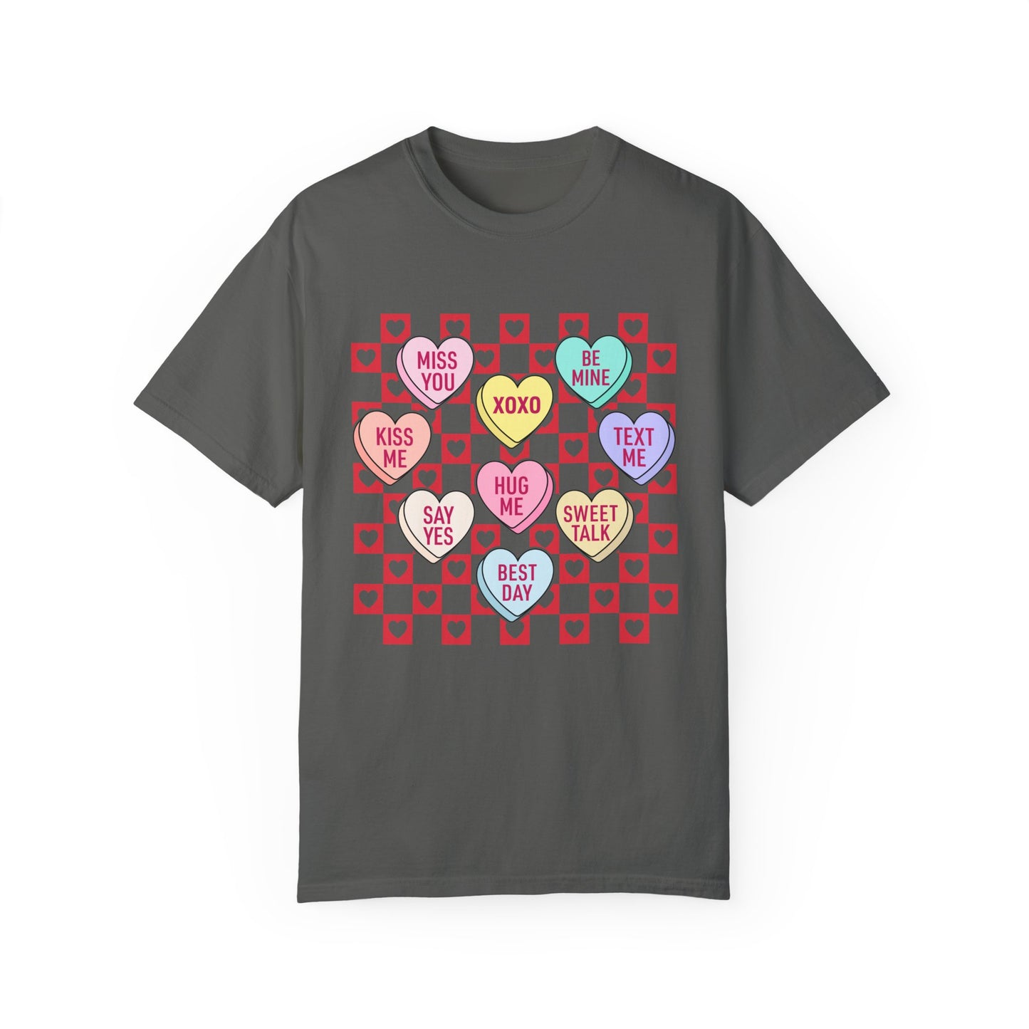 Valentines Day Unisex Garment-Dyed T-shirt, Love Heart Tee, Romantic Gift Shirt, Red Valentine Apparel, Couples Matching Top