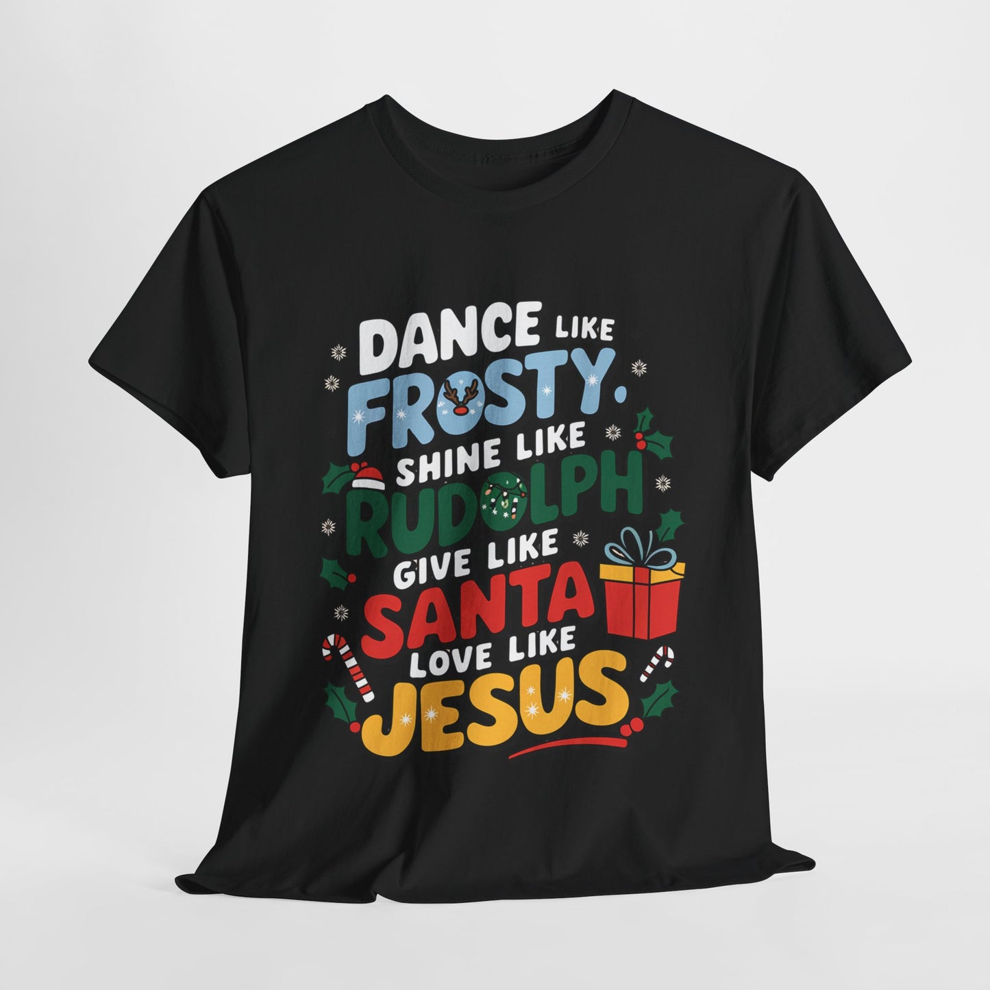 Holiday Unisex Heavy Cotton Tee/Christmas Tee/Dance like Frosty/Christmas Retro Shirt