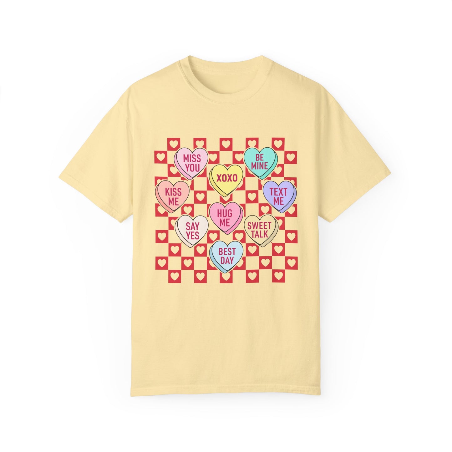 Valentines Day Unisex Garment-Dyed T-shirt, Love Heart Tee, Romantic Gift Shirt, Red Valentine Apparel, Couples Matching Top