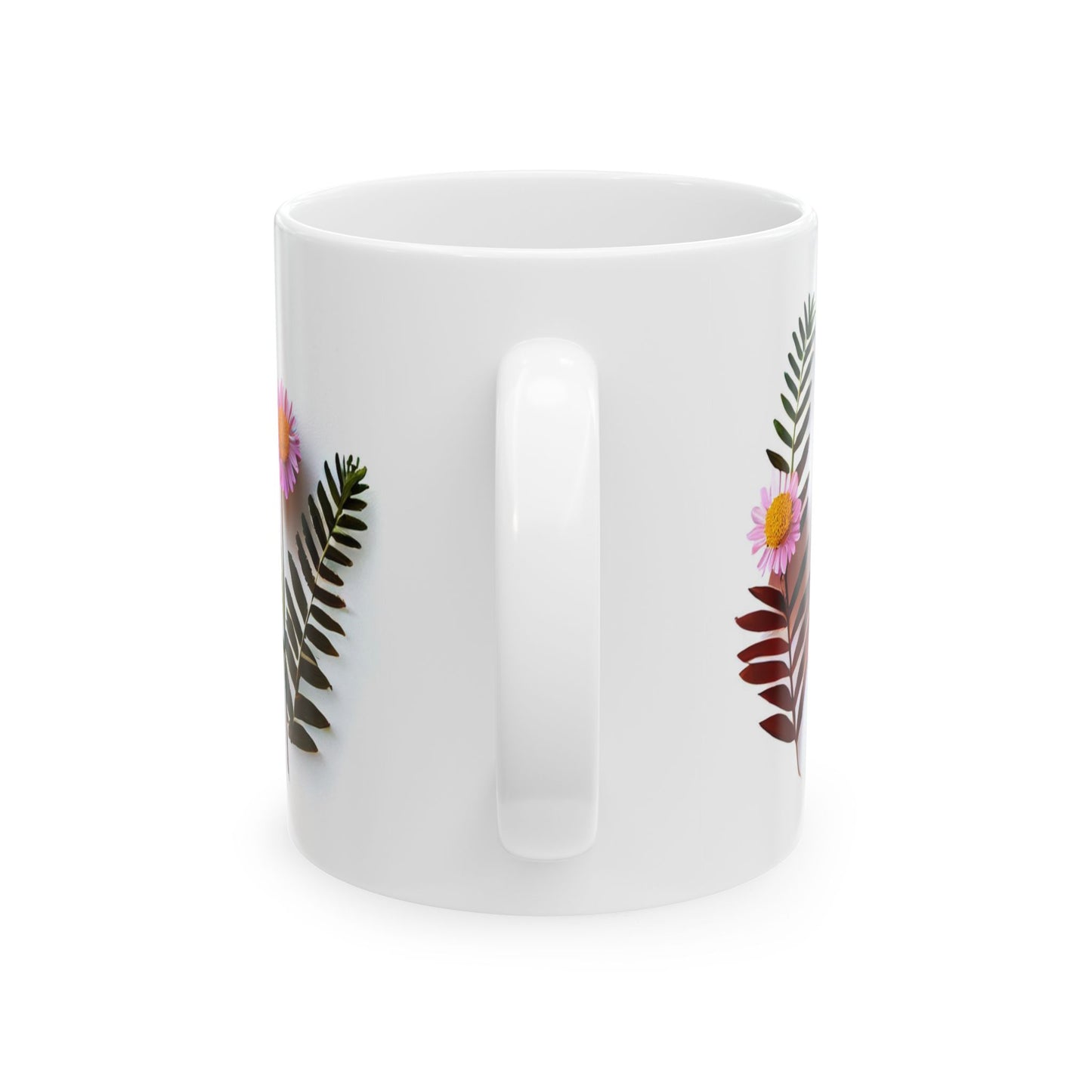 Pressed Flowers Designed Ceramic Coffee Mug, 11oz
