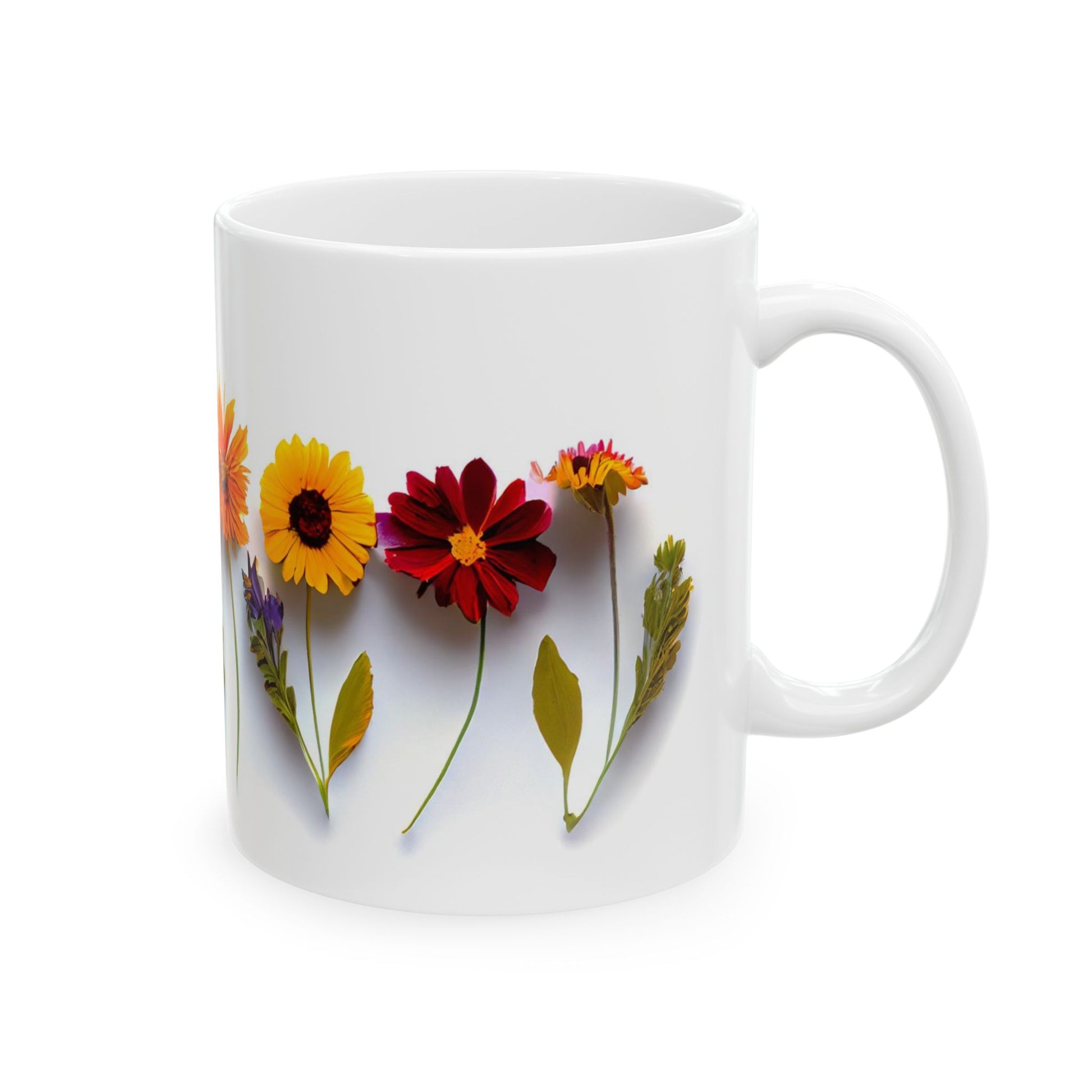 Pressed Flower Design Ceramic Mug, 11oz