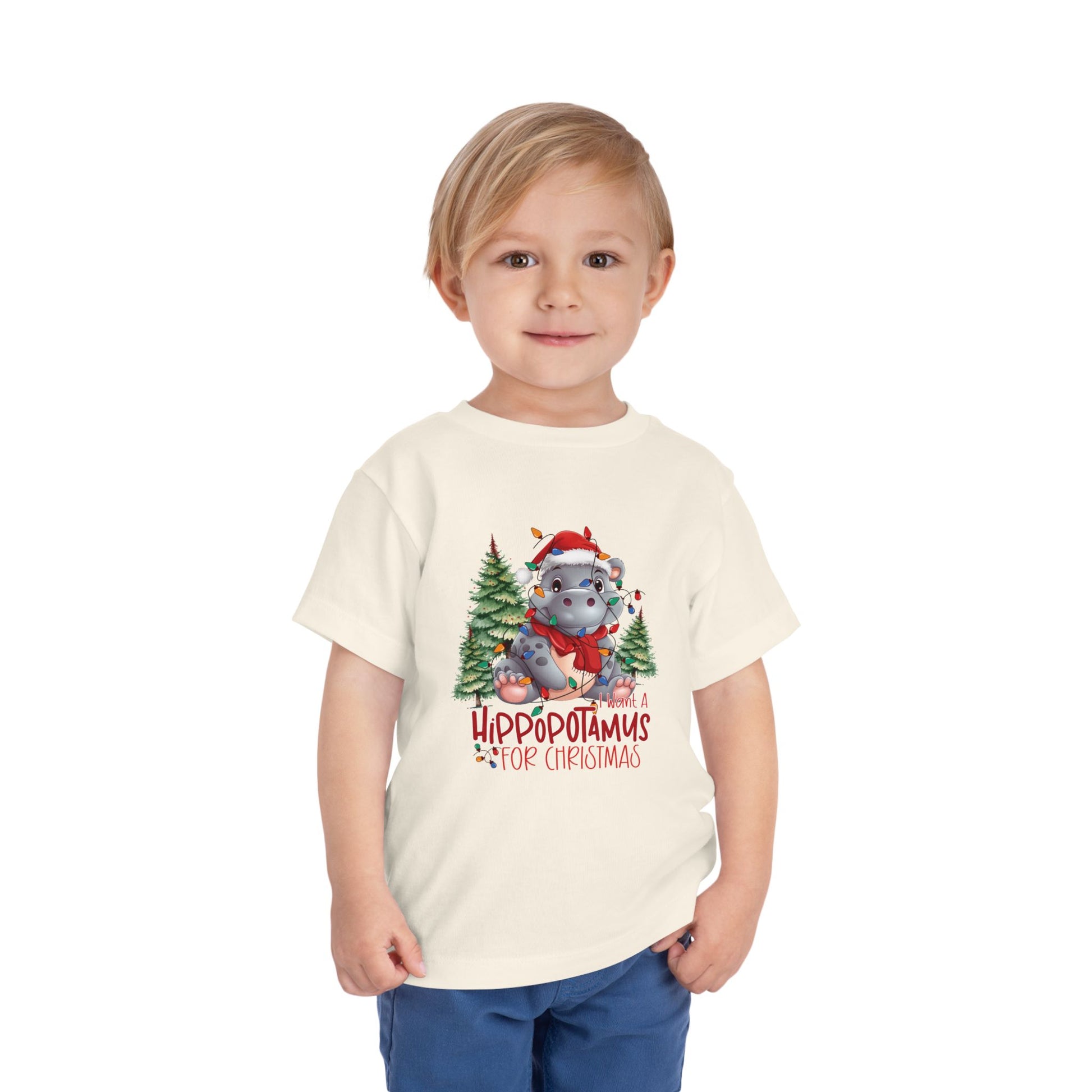 I want a hippopotamus for Christmas Toddler Short Sleeve Tee/ Bella Canvas Soft Toddler tee