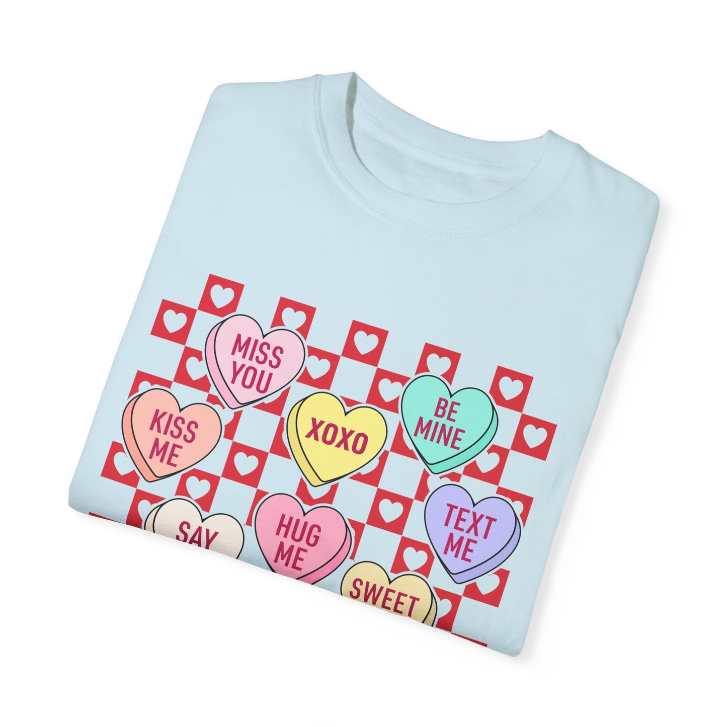 Valentines Day Unisex Garment-Dyed T-shirt, Love Heart Tee, Romantic Gift Shirt, Red Valentine Apparel, Couples Matching Top
