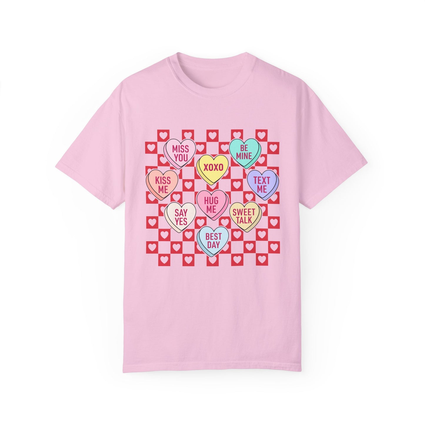 Valentines Day Unisex Garment-Dyed T-shirt, Love Heart Tee, Romantic Gift Shirt, Red Valentine Apparel, Couples Matching Top