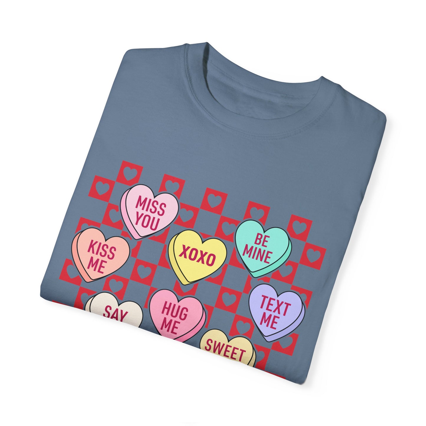 Valentines Day Unisex Garment-Dyed T-shirt, Love Heart Tee, Romantic Gift Shirt, Red Valentine Apparel, Couples Matching Top