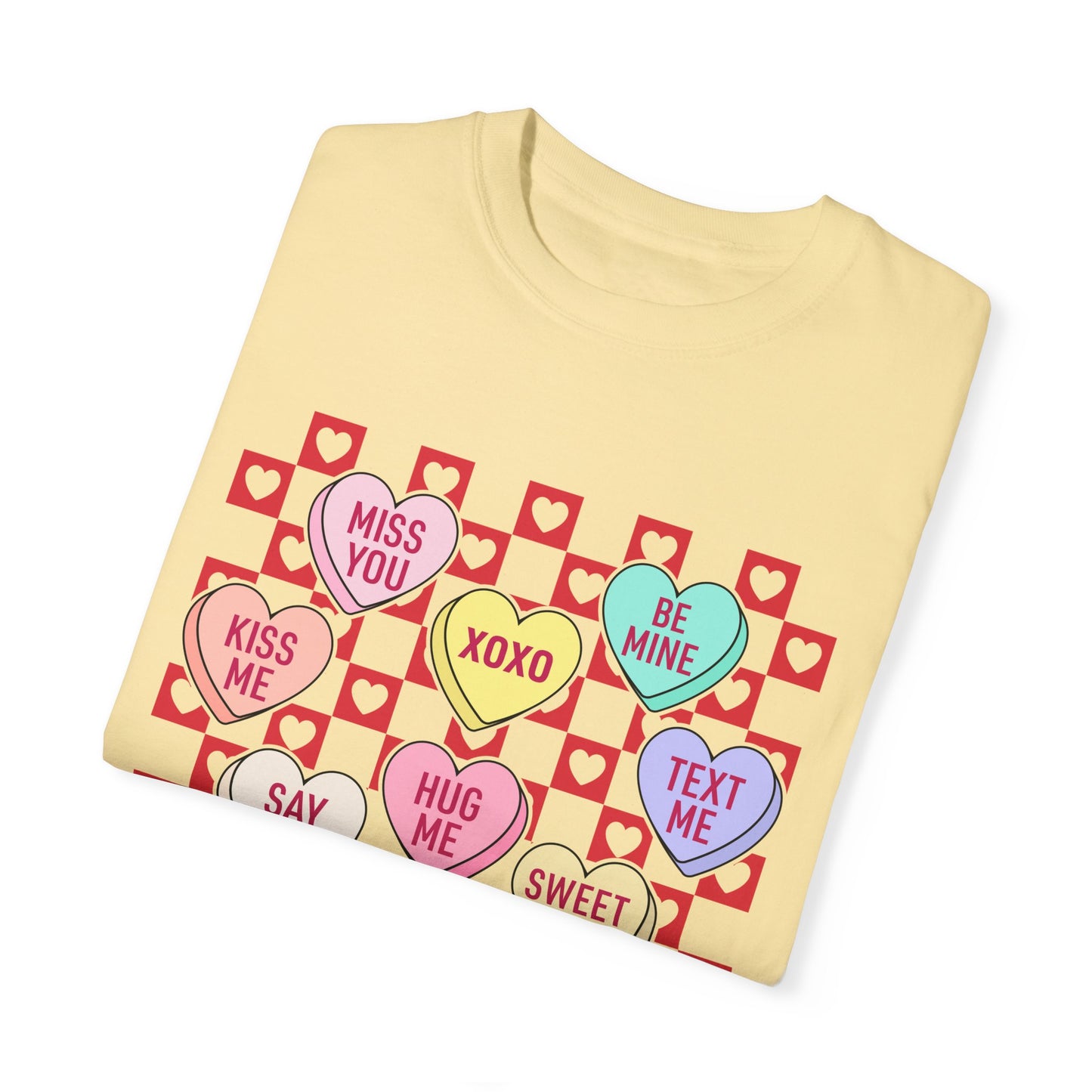 Valentines Day Unisex Garment-Dyed T-shirt, Love Heart Tee, Romantic Gift Shirt, Red Valentine Apparel, Couples Matching Top