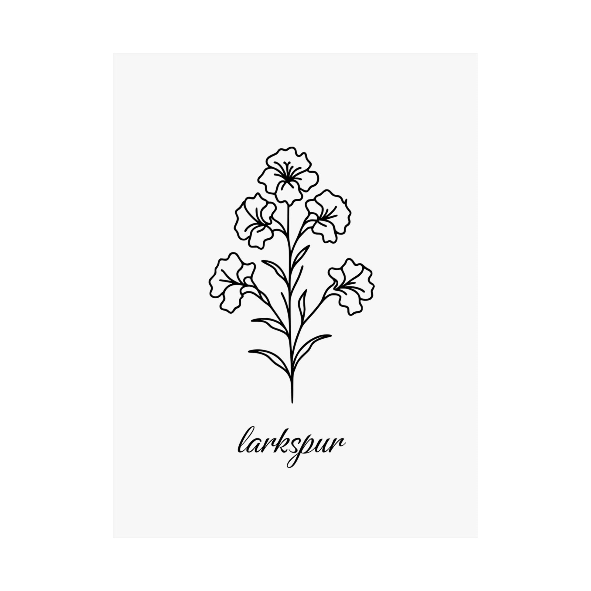 July Birth Flower Poster Larkspur