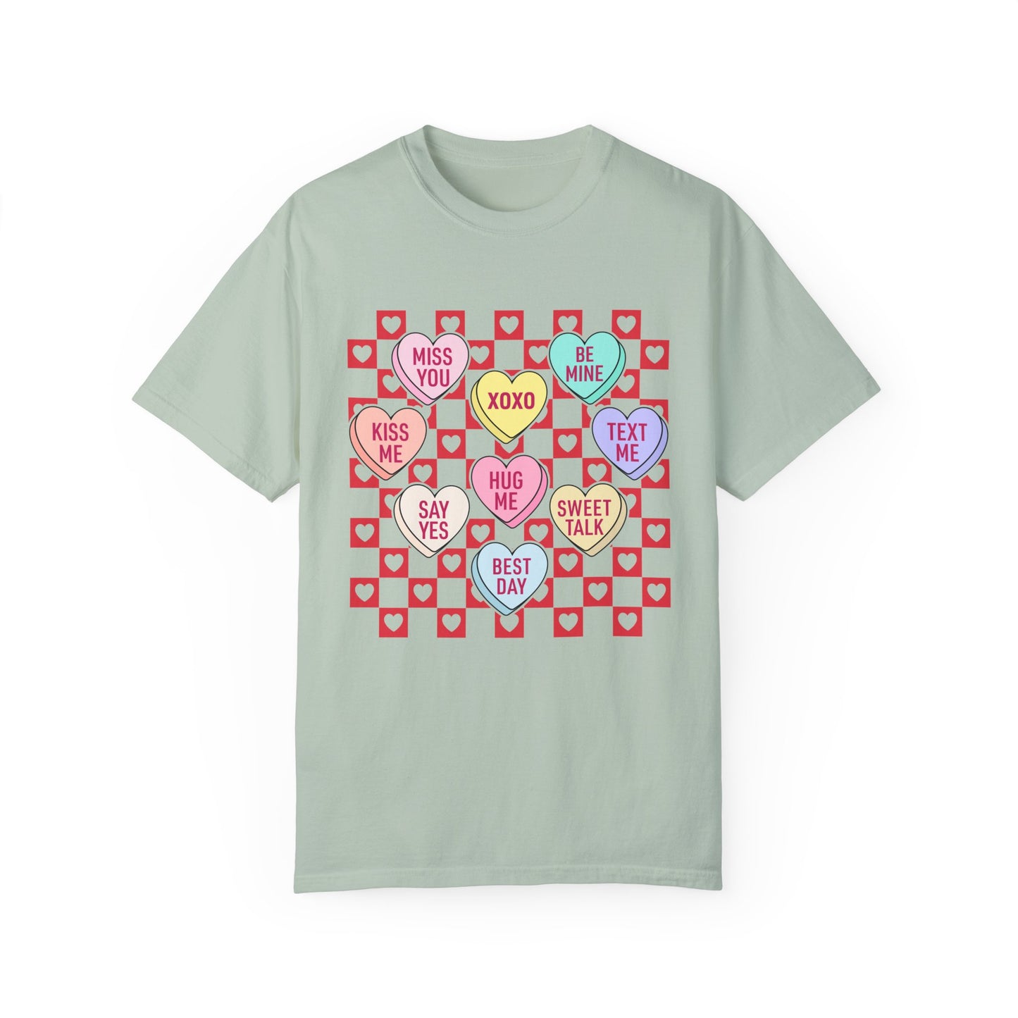 Valentines Day Unisex Garment-Dyed T-shirt, Love Heart Tee, Romantic Gift Shirt, Red Valentine Apparel, Couples Matching Top