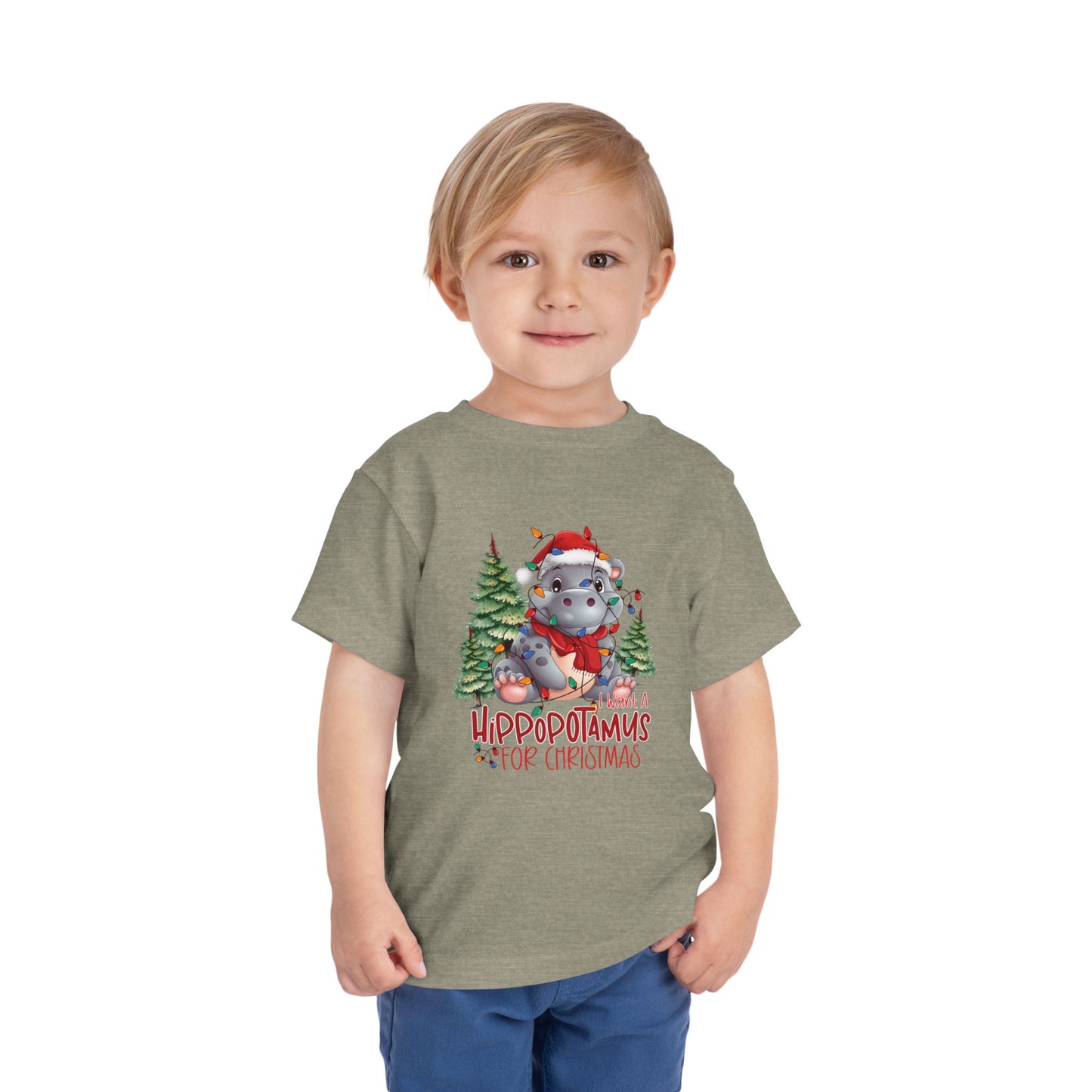 I want a hippopotamus for Christmas Toddler Short Sleeve Tee/ Bella Canvas Soft Toddler tee