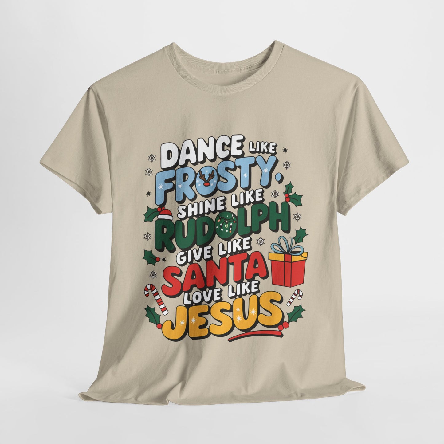 Holiday Unisex Heavy Cotton Tee/Christmas Tee/Dance like Frosty/Christmas Retro Shirt