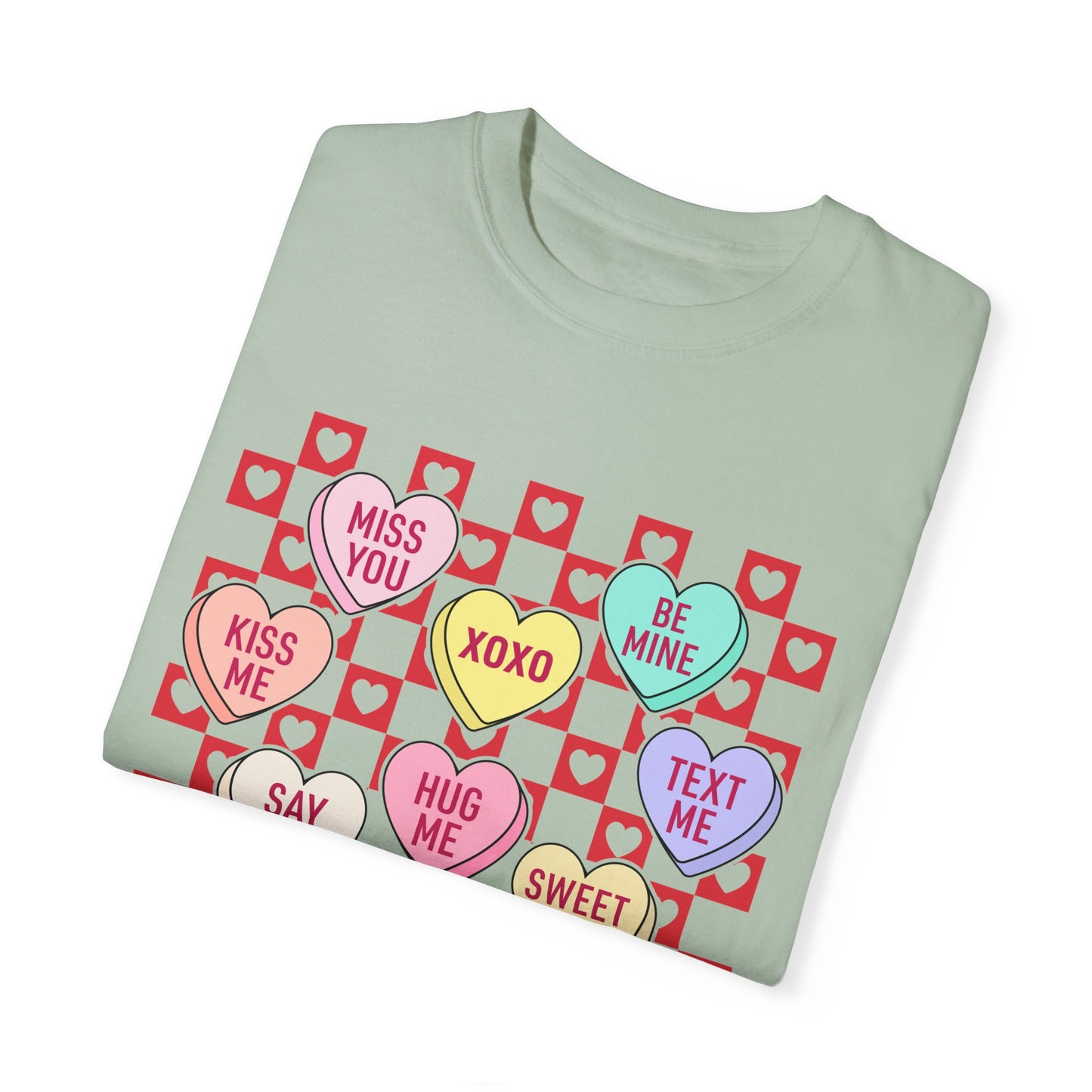 Valentines Day Unisex Garment-Dyed T-shirt, Love Heart Tee, Romantic Gift Shirt, Red Valentine Apparel, Couples Matching Top