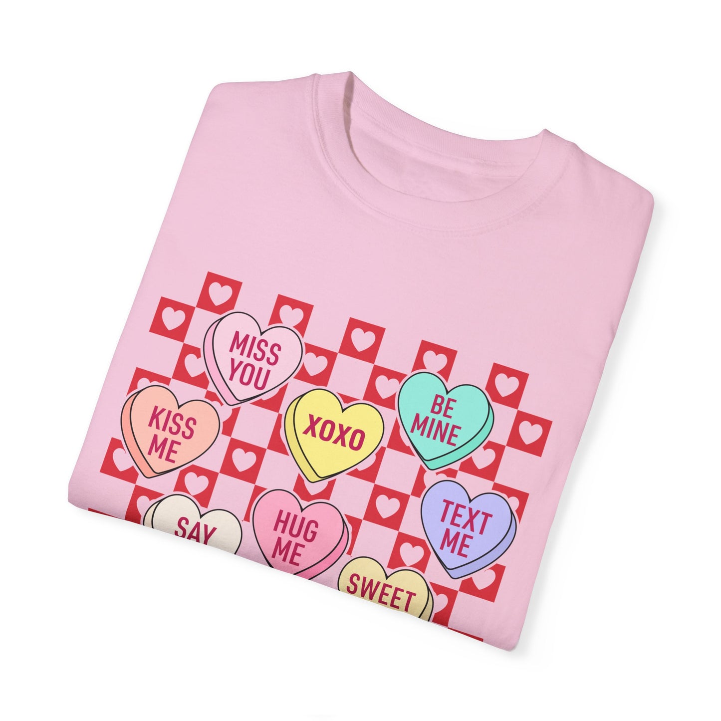 Valentines Day Unisex Garment-Dyed T-shirt, Love Heart Tee, Romantic Gift Shirt, Red Valentine Apparel, Couples Matching Top