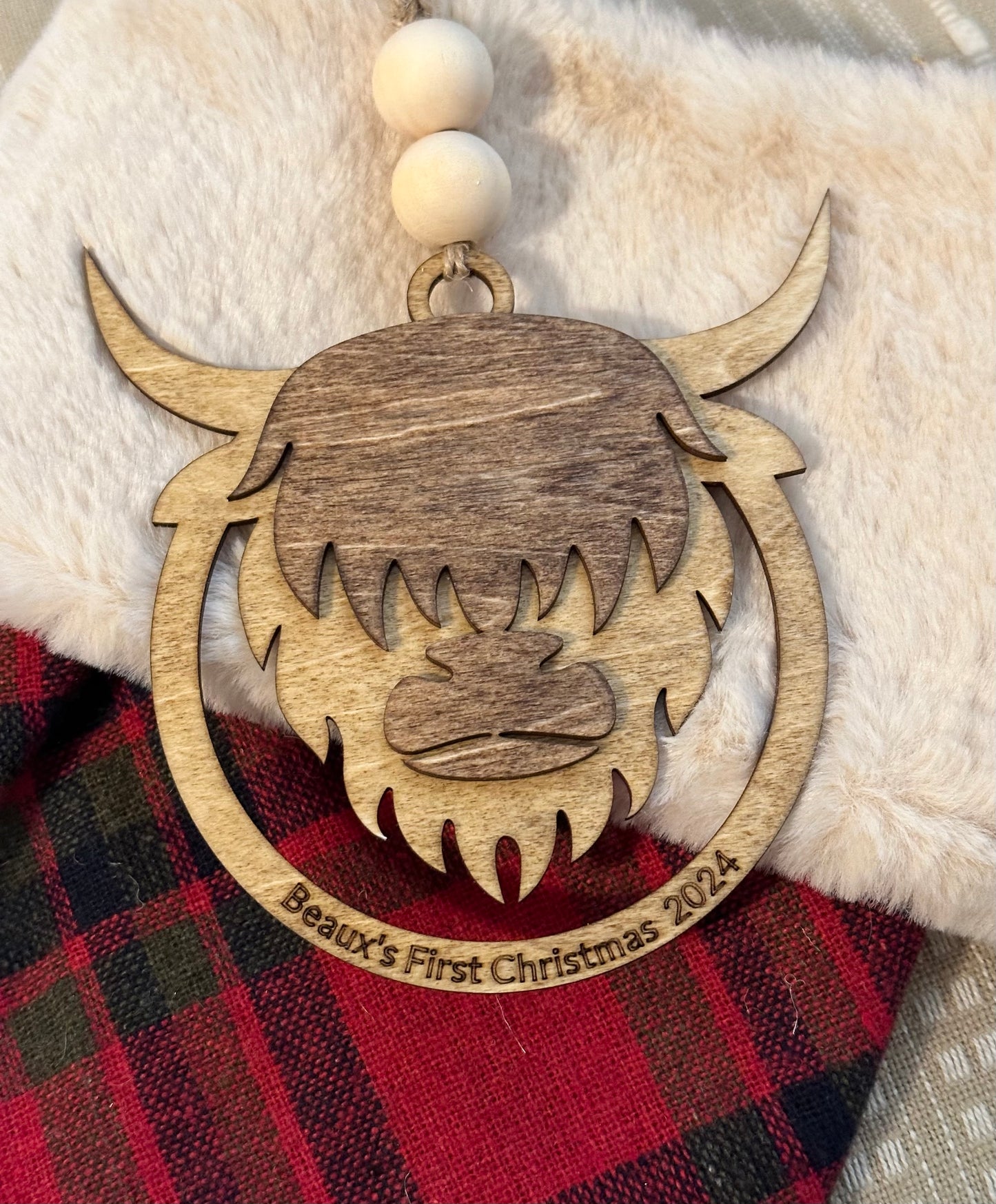 Highland Cow Ornament /  Mooooey Christmas Cow Ornament