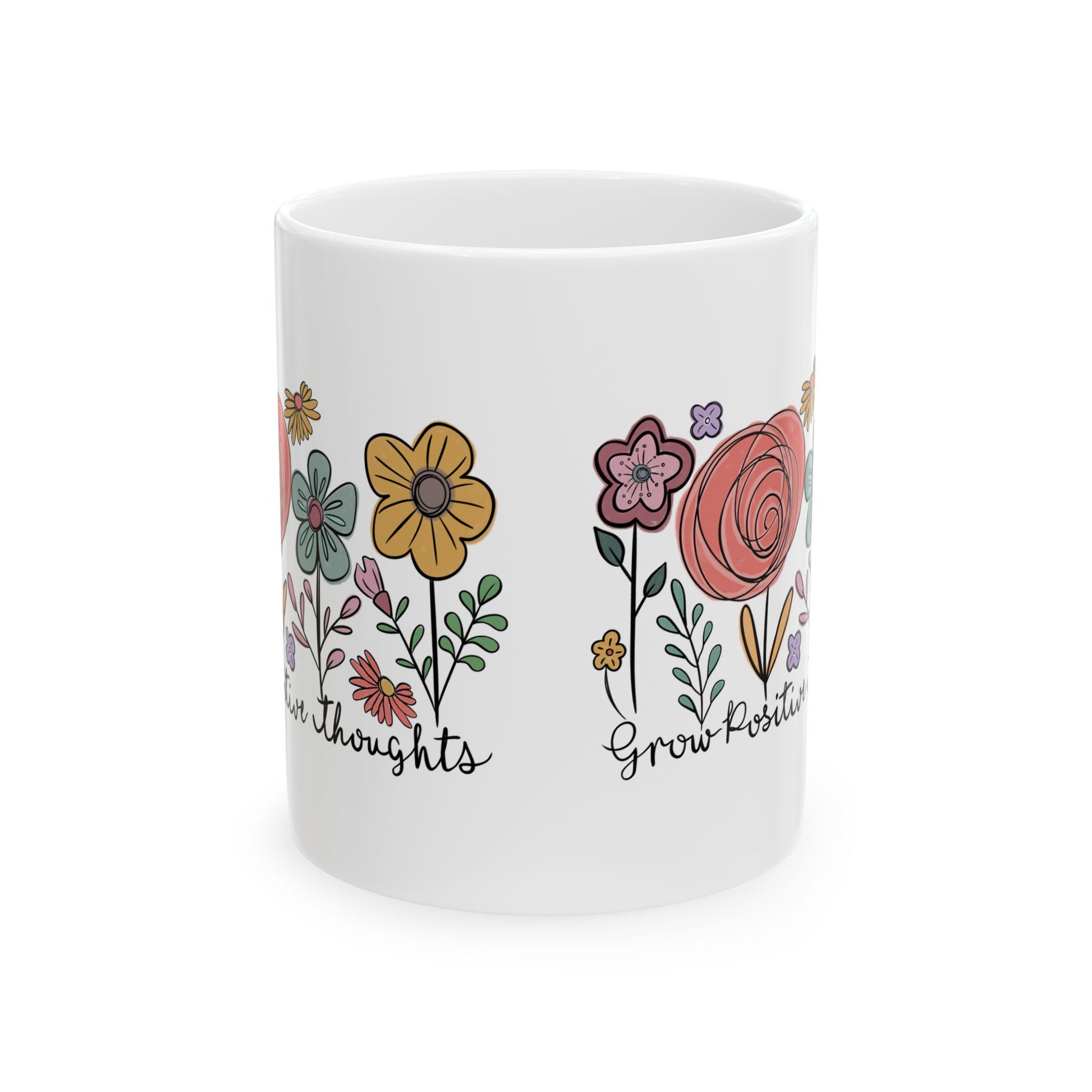 Grow Positive Thoughts Ceramic Coffee Mug, 11oz