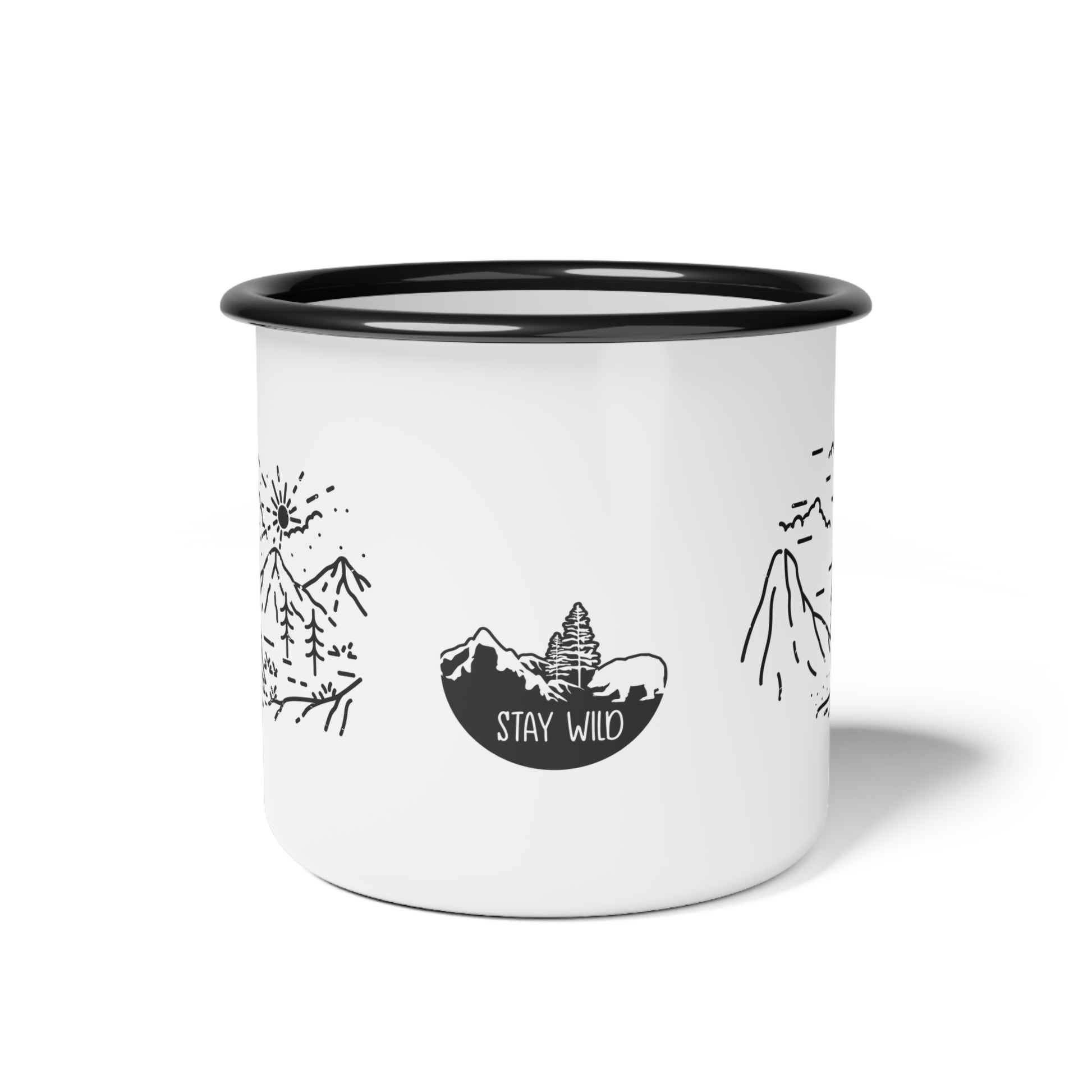 Camping Mountains Stay Wild Enamel Camp Coffee Cup 12oz