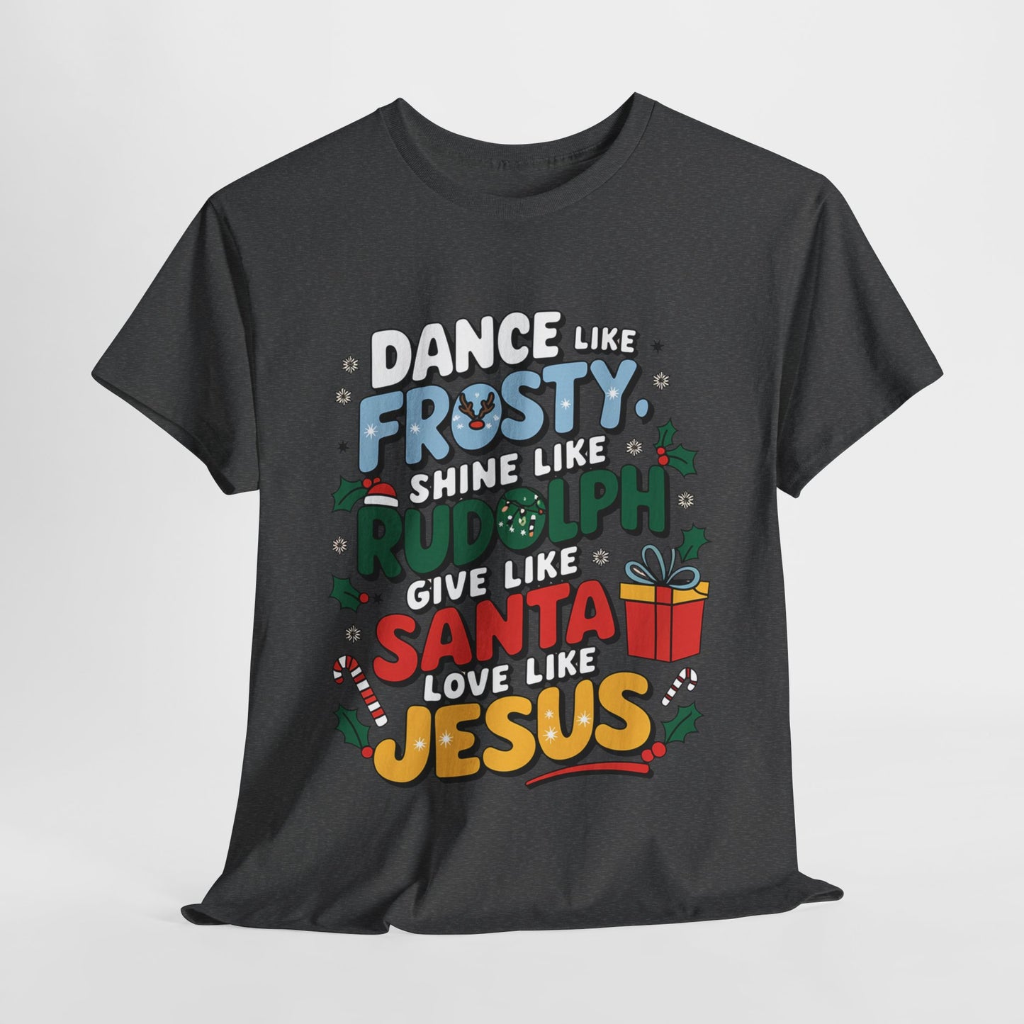 Holiday Unisex Heavy Cotton Tee/Christmas Tee/Dance like Frosty/Christmas Retro Shirt