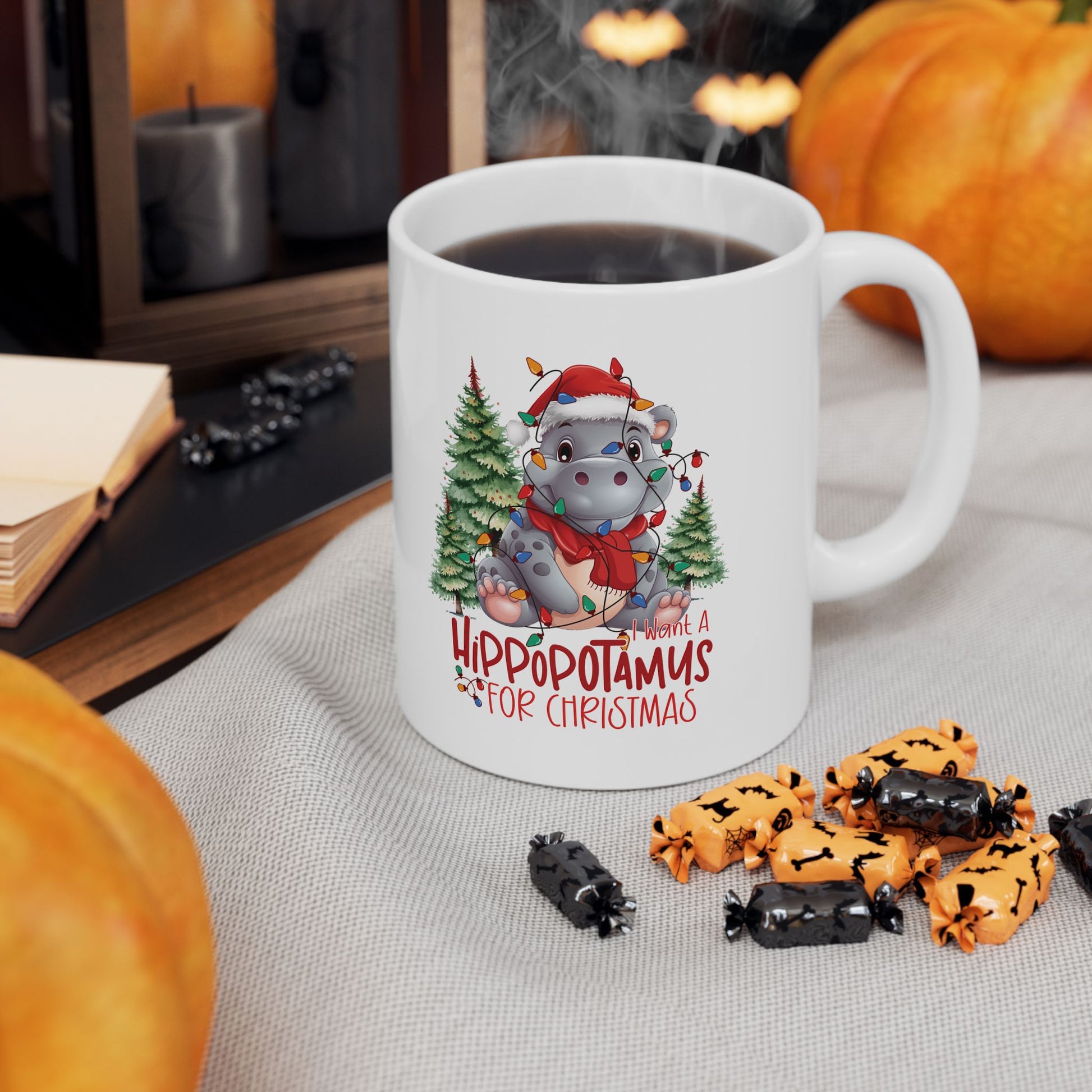 I Want A Hippopotamus For Christmas Ceramic Mug, (11oz)/ Funny Christmas Mug