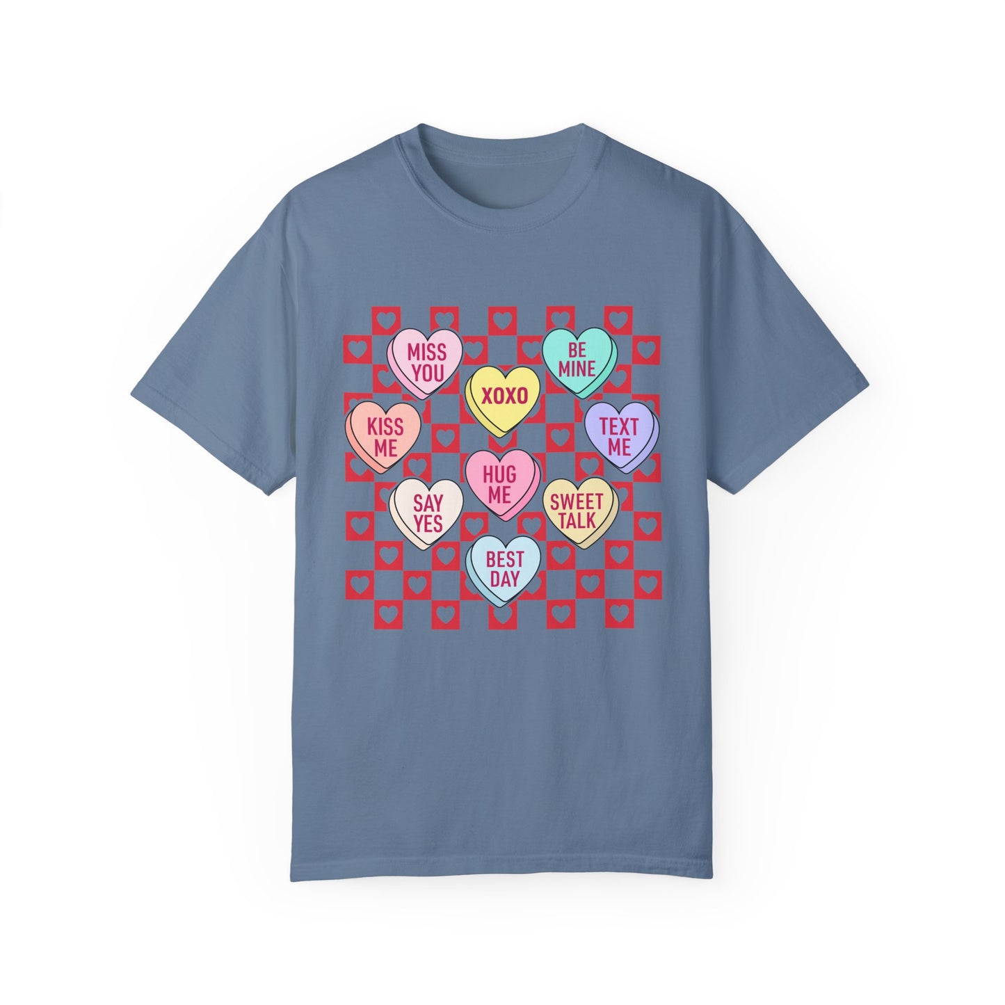 Valentines Day Unisex Garment-Dyed T-shirt, Love Heart Tee, Romantic Gift Shirt, Red Valentine Apparel, Couples Matching Top