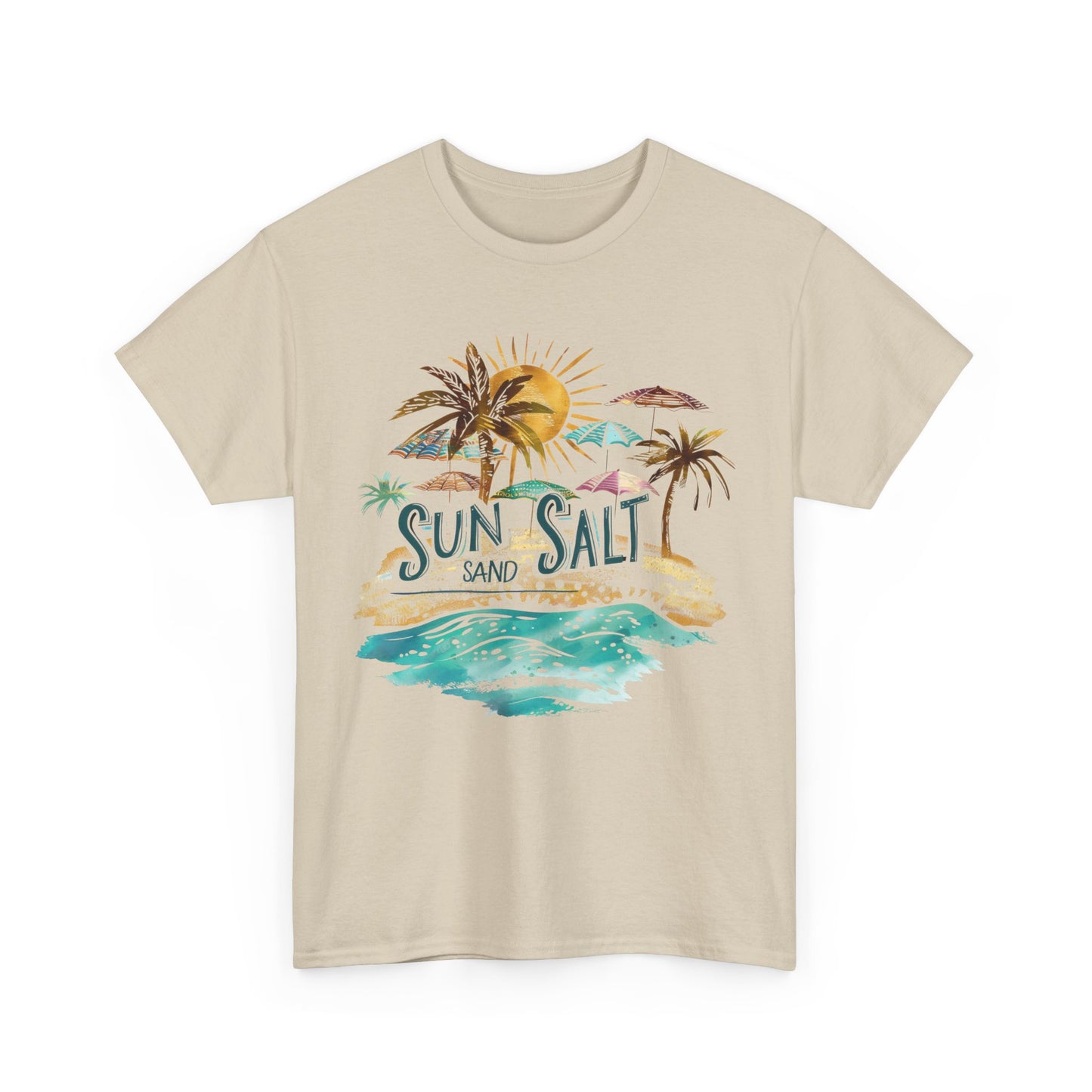 Sun, Salt & Sand Unisex Heavy Cotton Tee - Beach Lovers Shirt, Vacation T-Shirt, Summer Style
