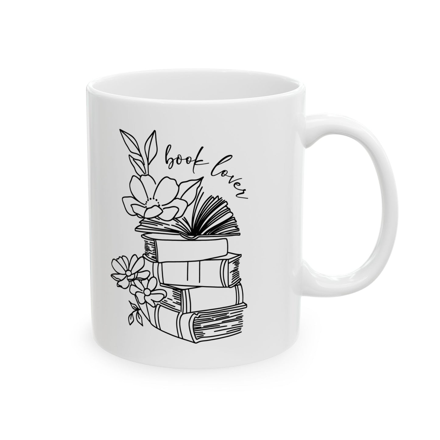Book Lover Cute Minimalistic Ceramic Coffee Mug, 11oz