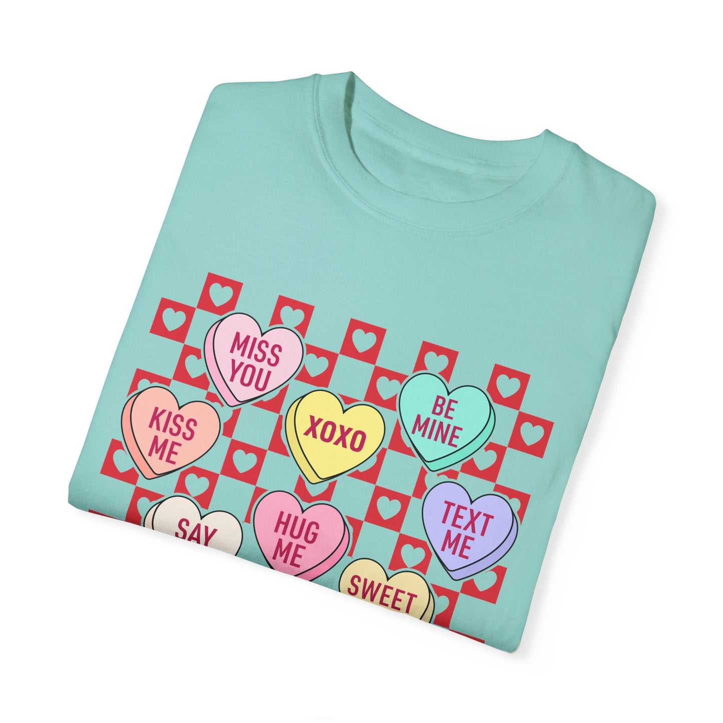 Valentines Day Unisex Garment-Dyed T-shirt, Love Heart Tee, Romantic Gift Shirt, Red Valentine Apparel, Couples Matching Top