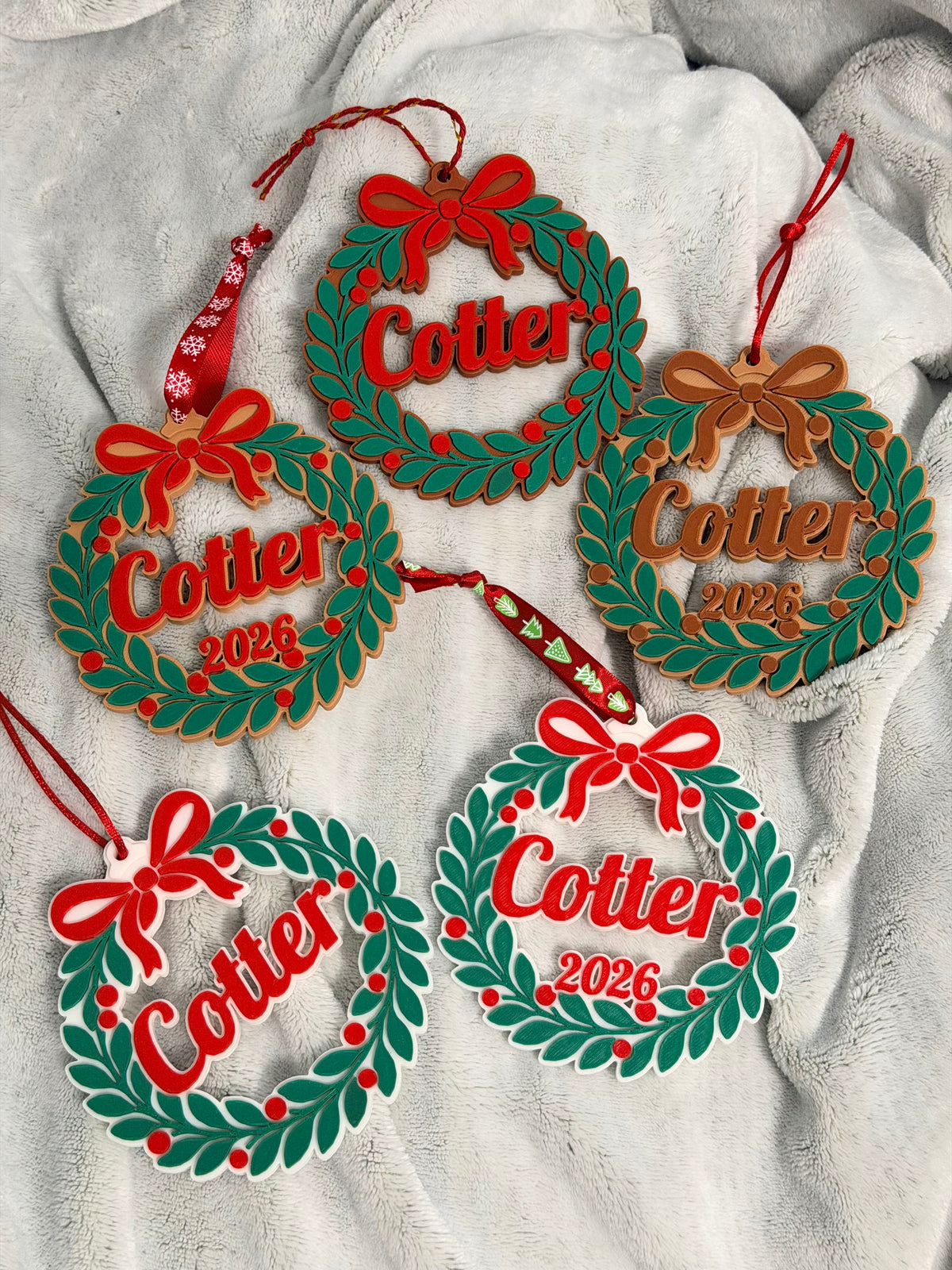 Christmas Ornament, Personalized Christmas Wreath Ornament