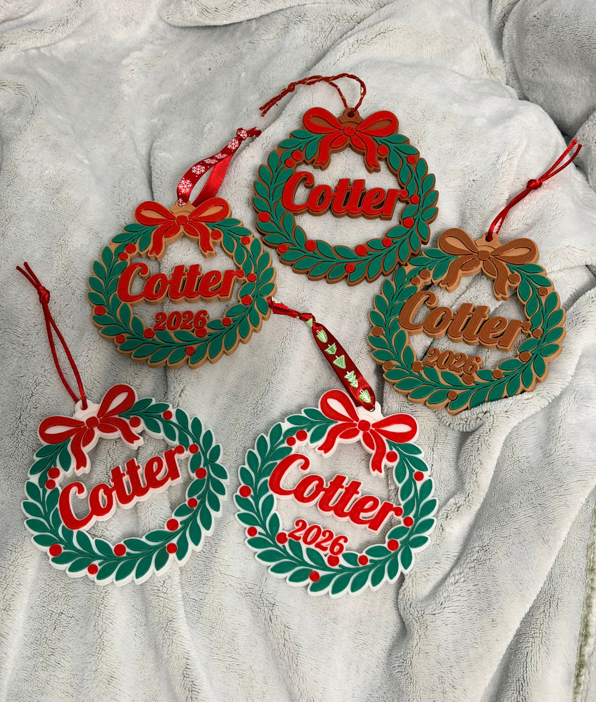 Christmas Ornament, Personalized Christmas Wreath Ornament