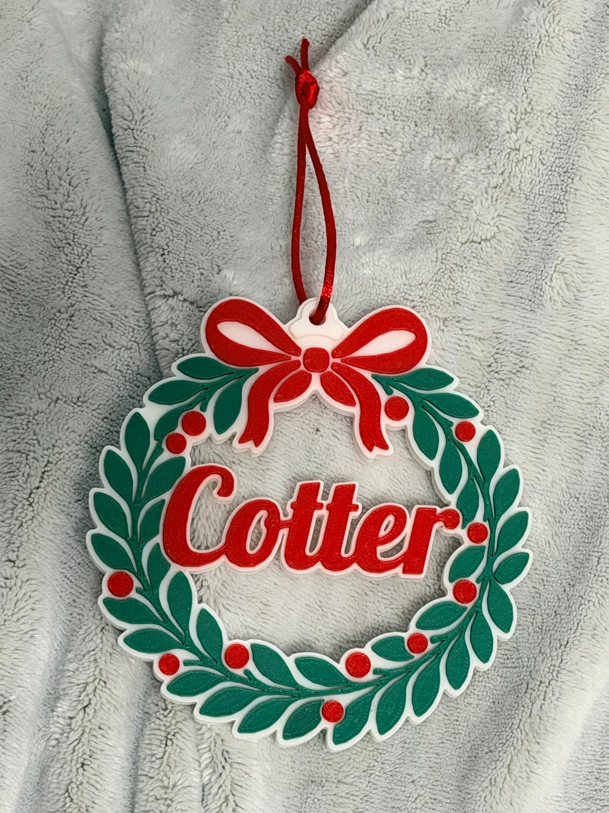 Christmas Ornament, Personalized Christmas Wreath Ornament