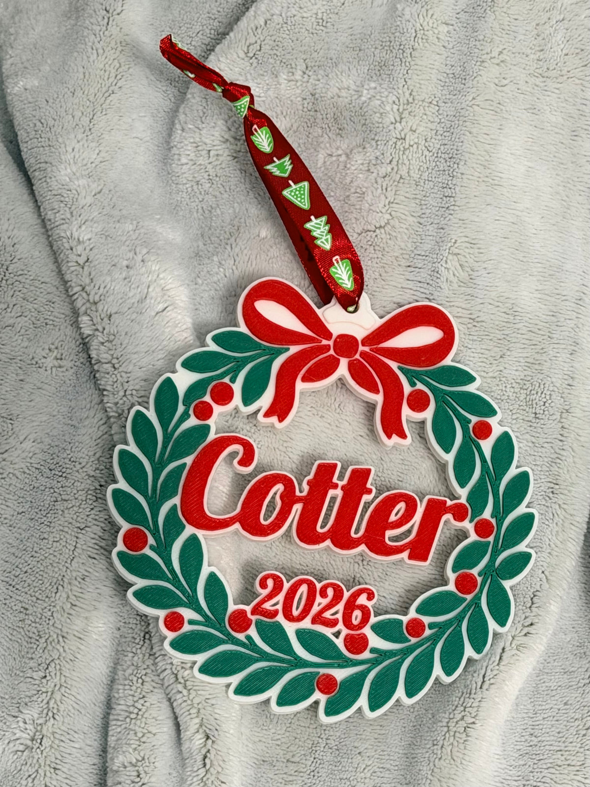 Christmas Ornament, Personalized Christmas Wreath Ornament