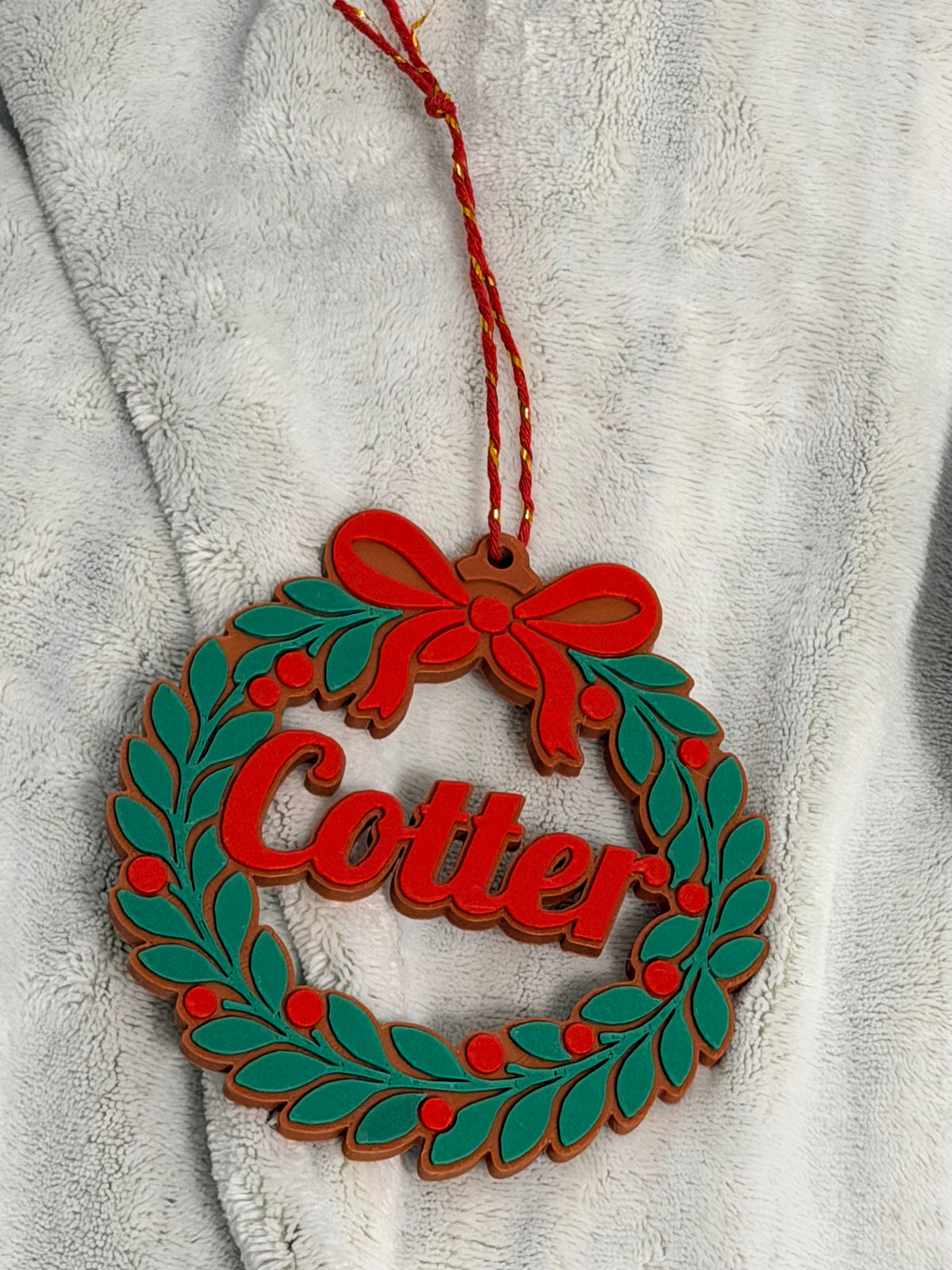 Christmas Ornament, Personalized Christmas Wreath Ornament