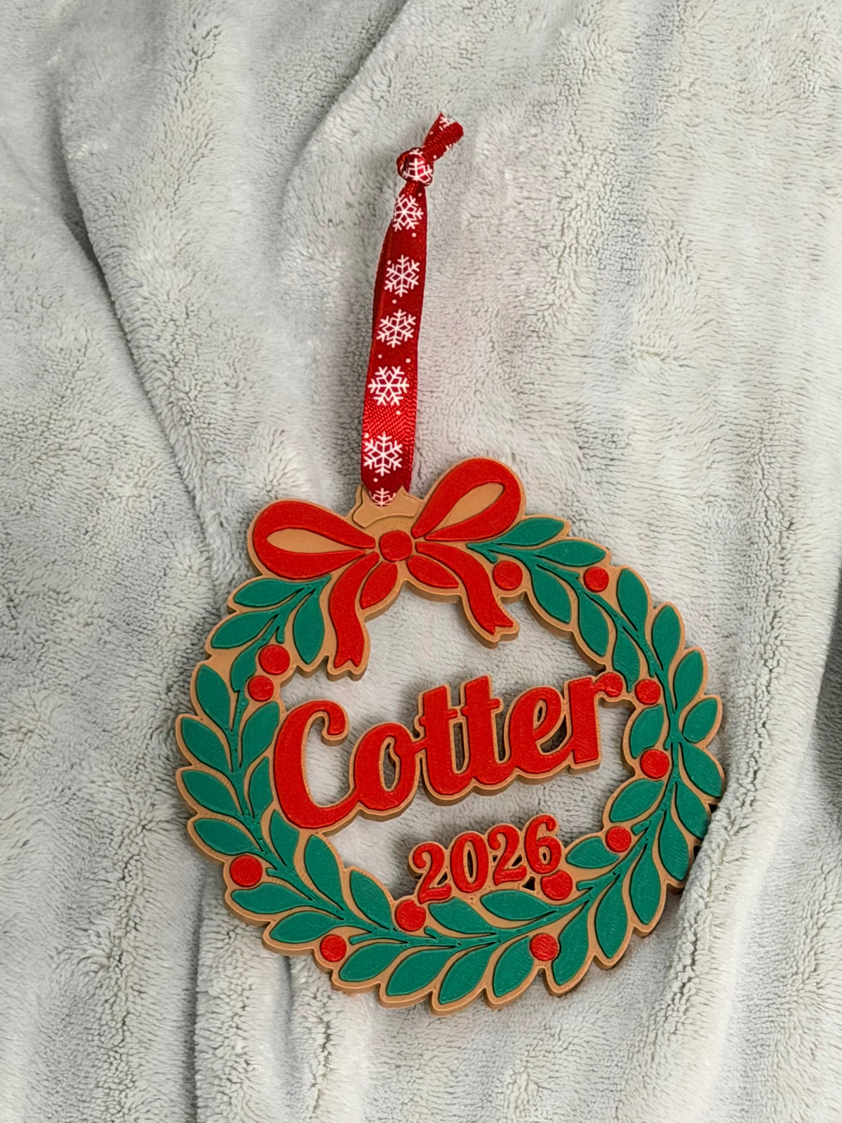 Christmas Ornament, Personalized Christmas Wreath Ornament