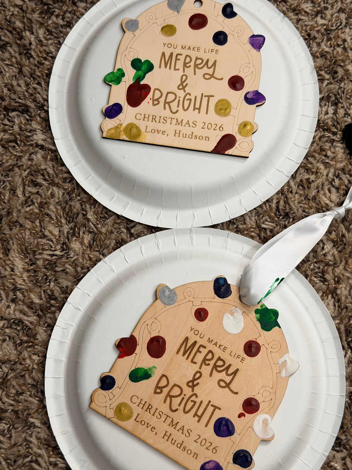 Custom Fingerprint Ornament, Christmas Ornament, Family Christmas Ornament
