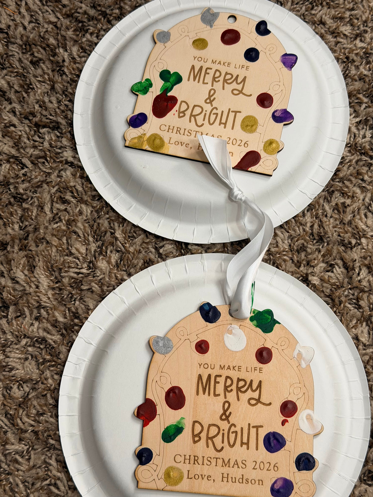 Custom Fingerprint Ornament, Christmas Ornament, Family Christmas Ornament