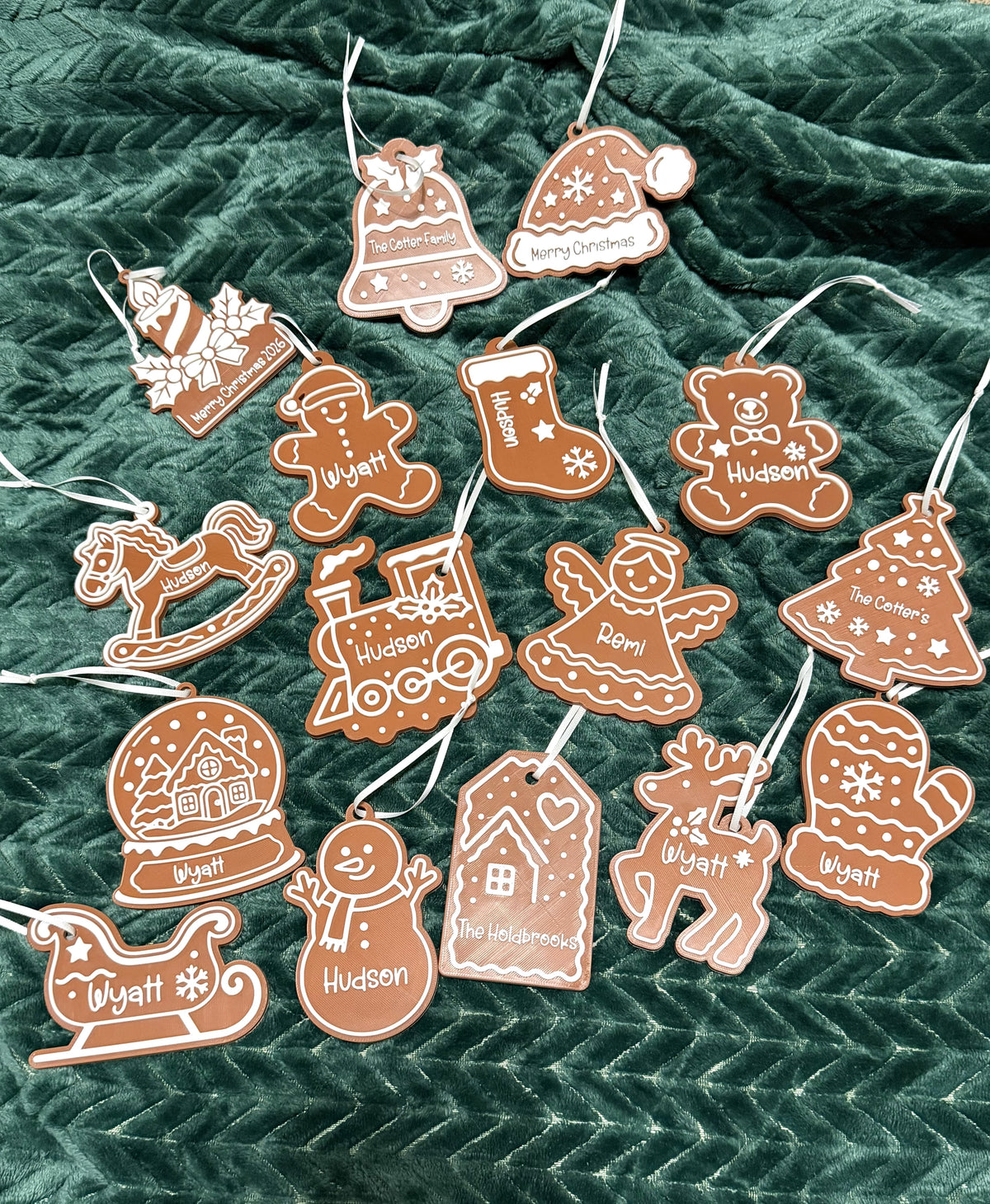 Personalized Gingerbread Christmas Ornament, Custom Made Christmas Ornament