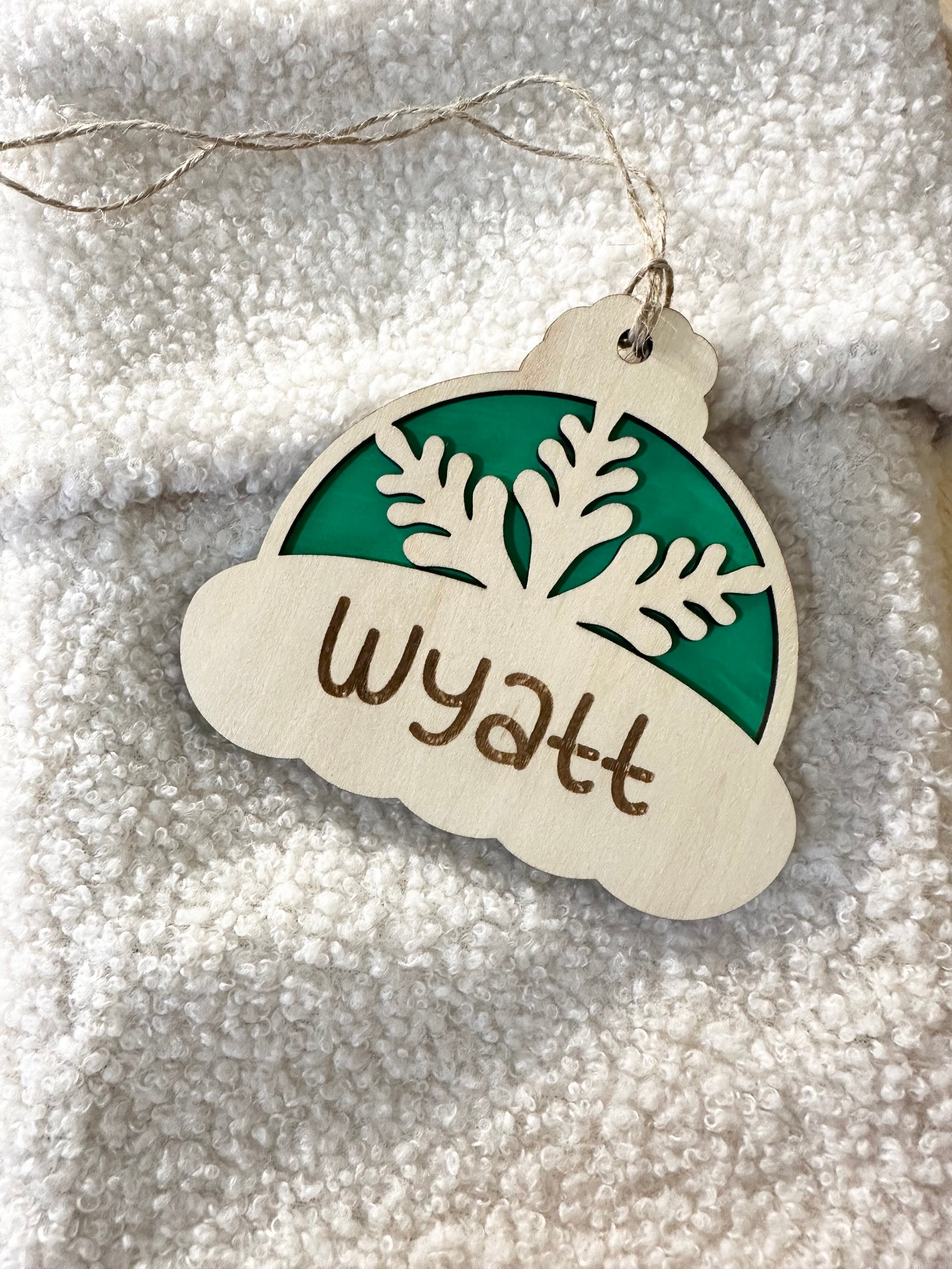 Snow hat personalized Christmas ornament, personalized ornament, Christmas hat kids ornament