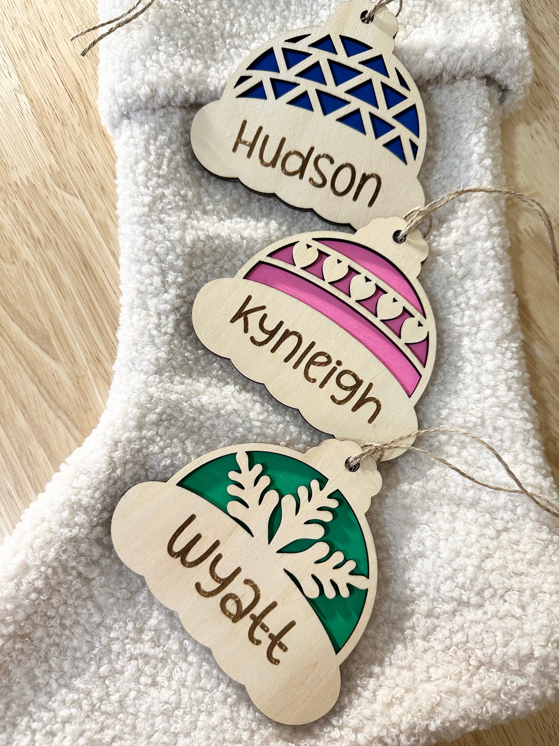 Snow hat personalized Christmas ornament, personalized ornament, Christmas hat kids ornament