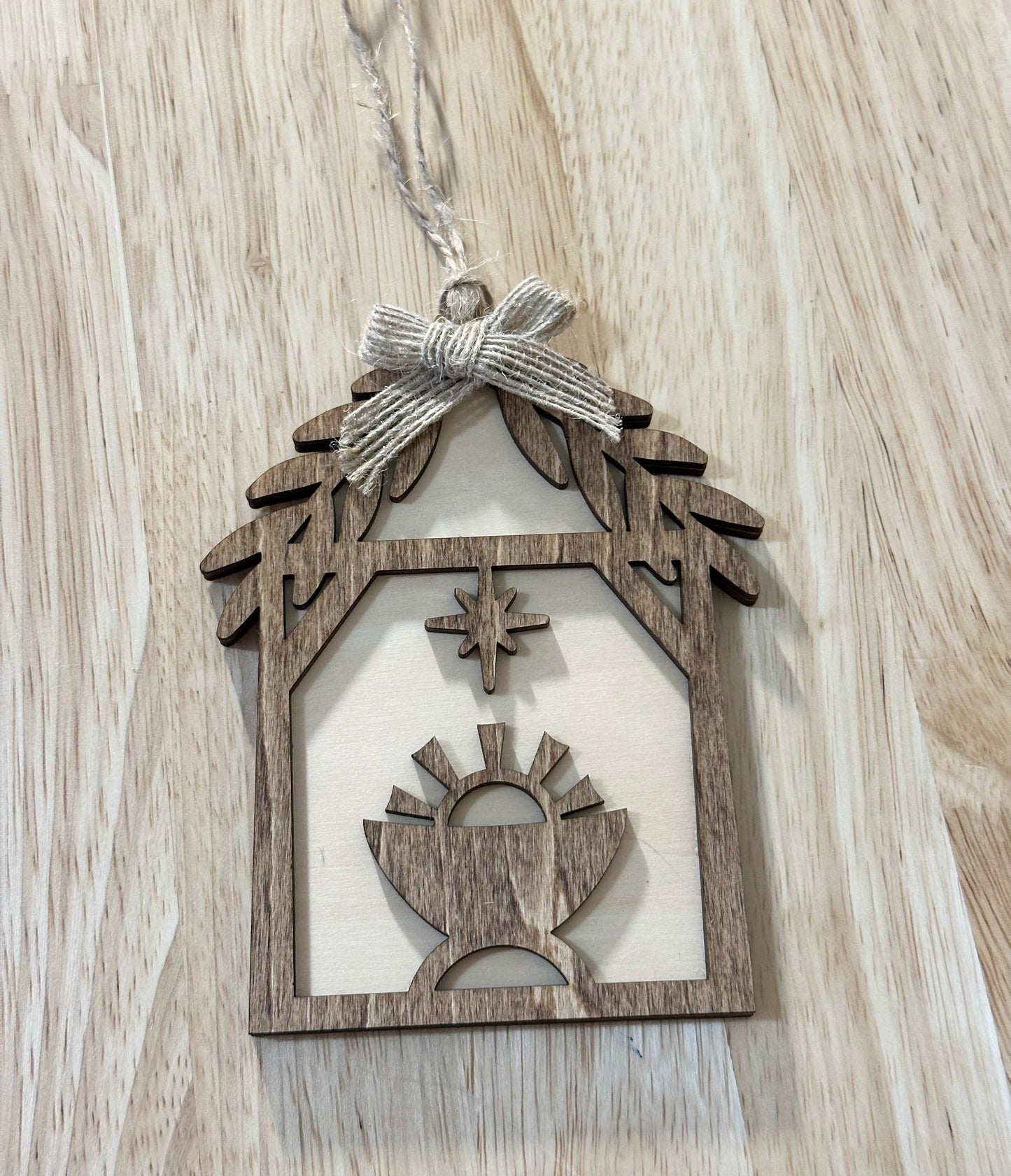 Away In A manger Christmas Ornament, Handmade Ornament, Christian Ornament
