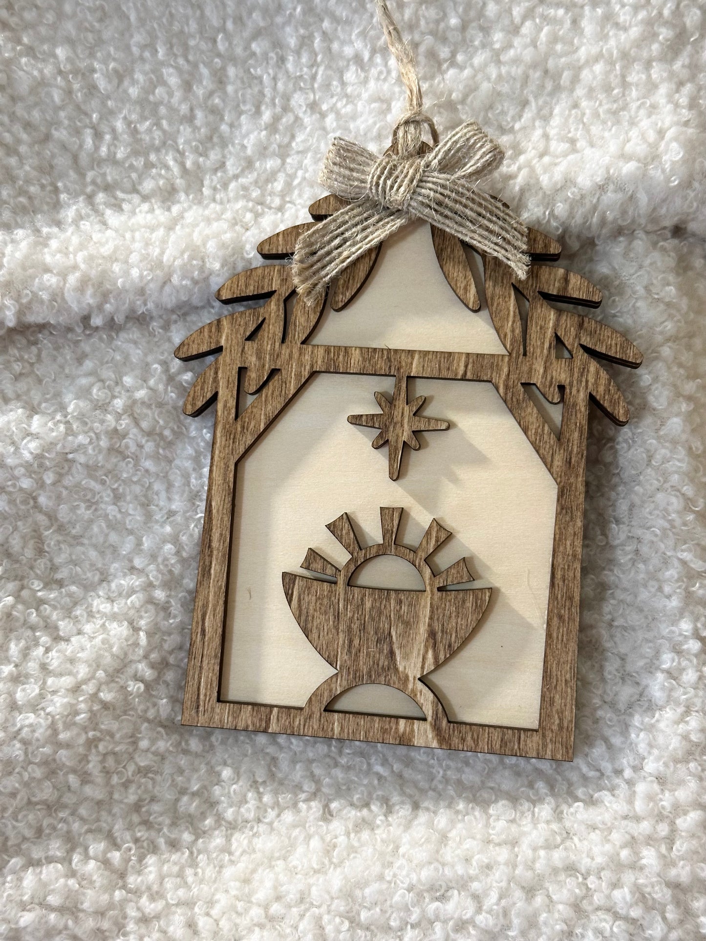 Away In A manger Christmas Ornament, Handmade Ornament, Christian Ornament