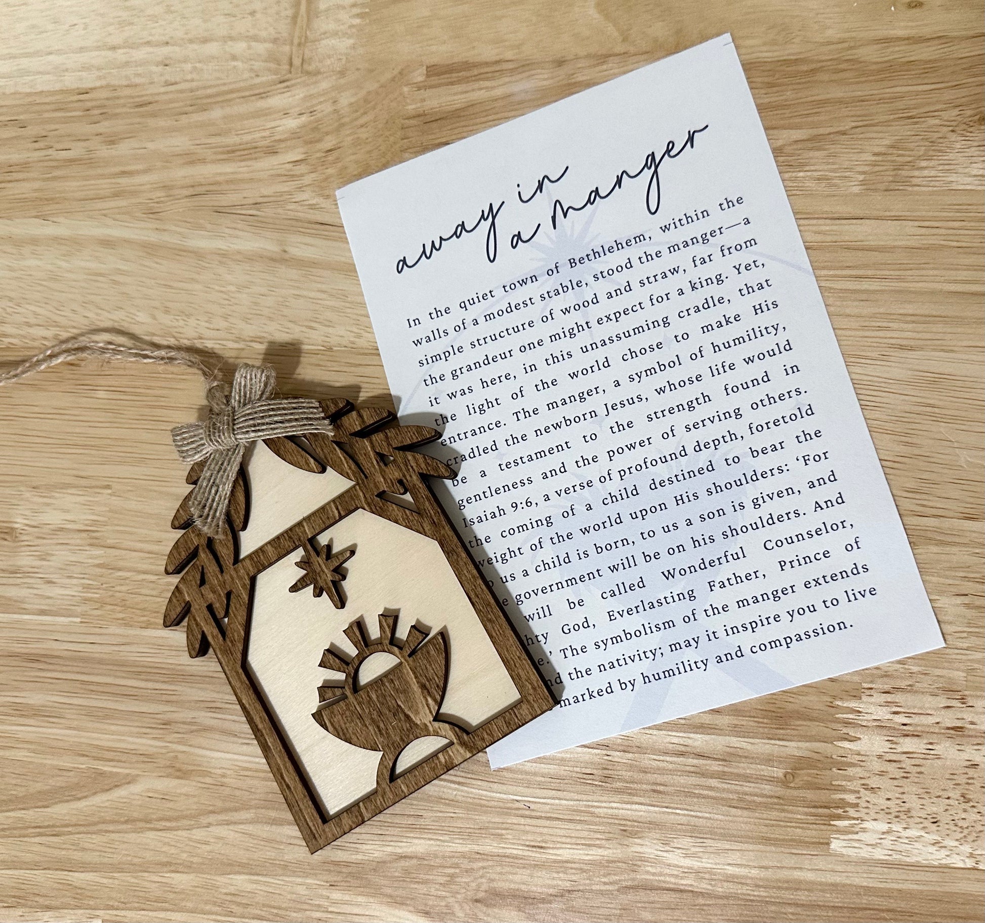 Away In A manger Christmas Ornament, Handmade Ornament, Christian Ornament
