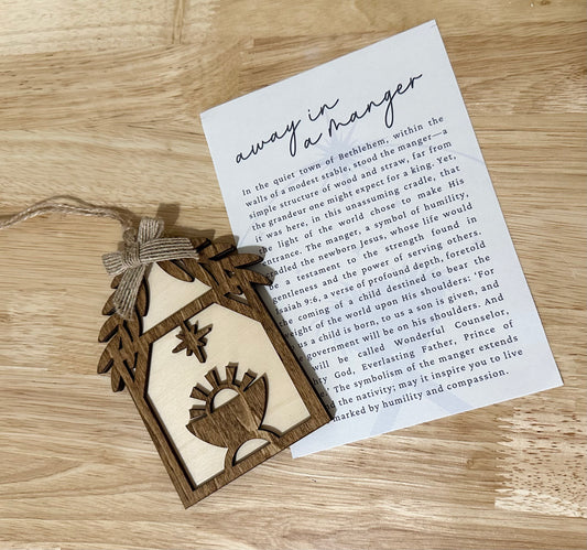 Away In A manger Christmas Ornament, Handmade Ornament, Christian Ornament
