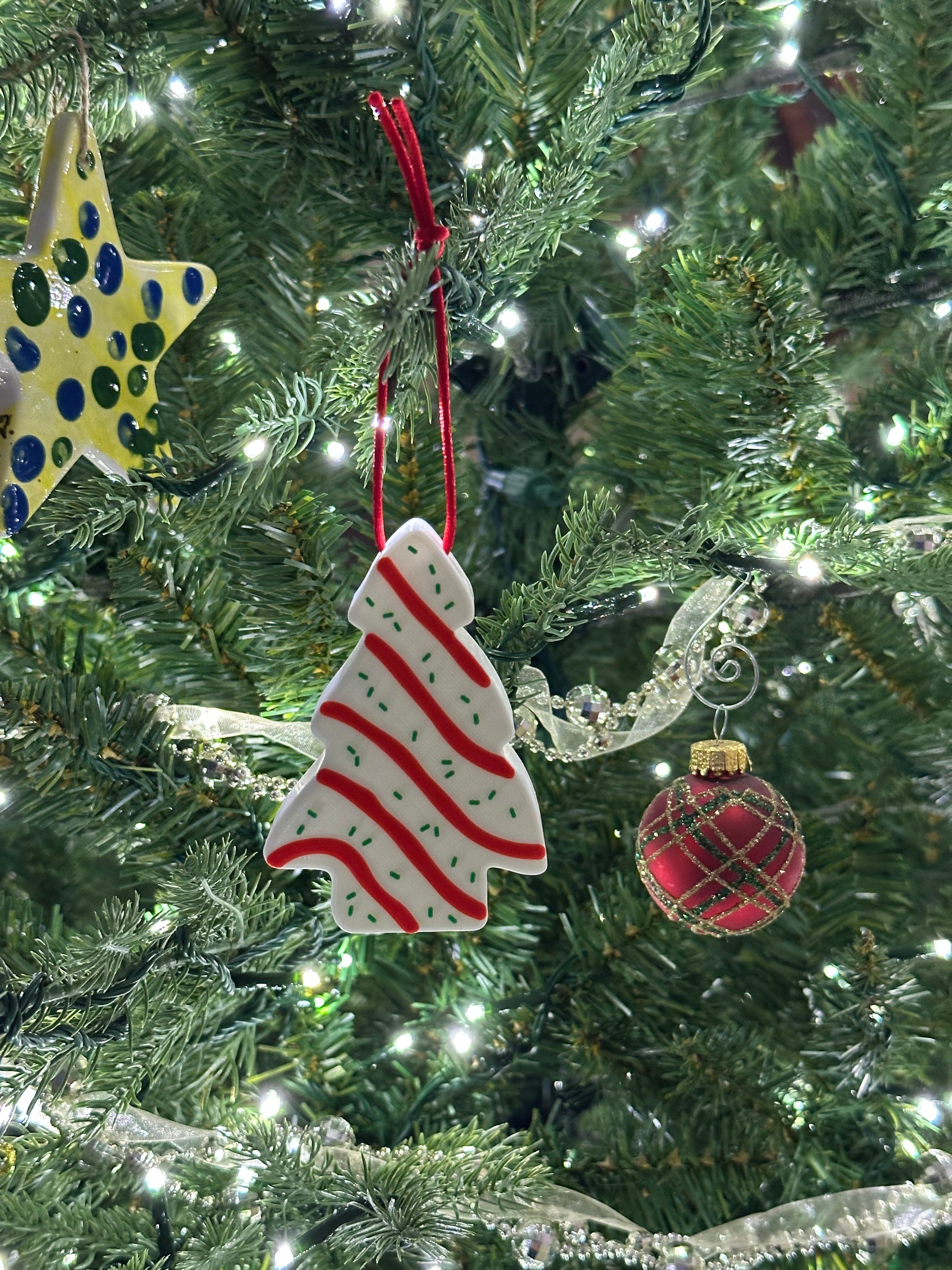 Christmas tree cake ornament, snack cake ornament, Christmas tree cake