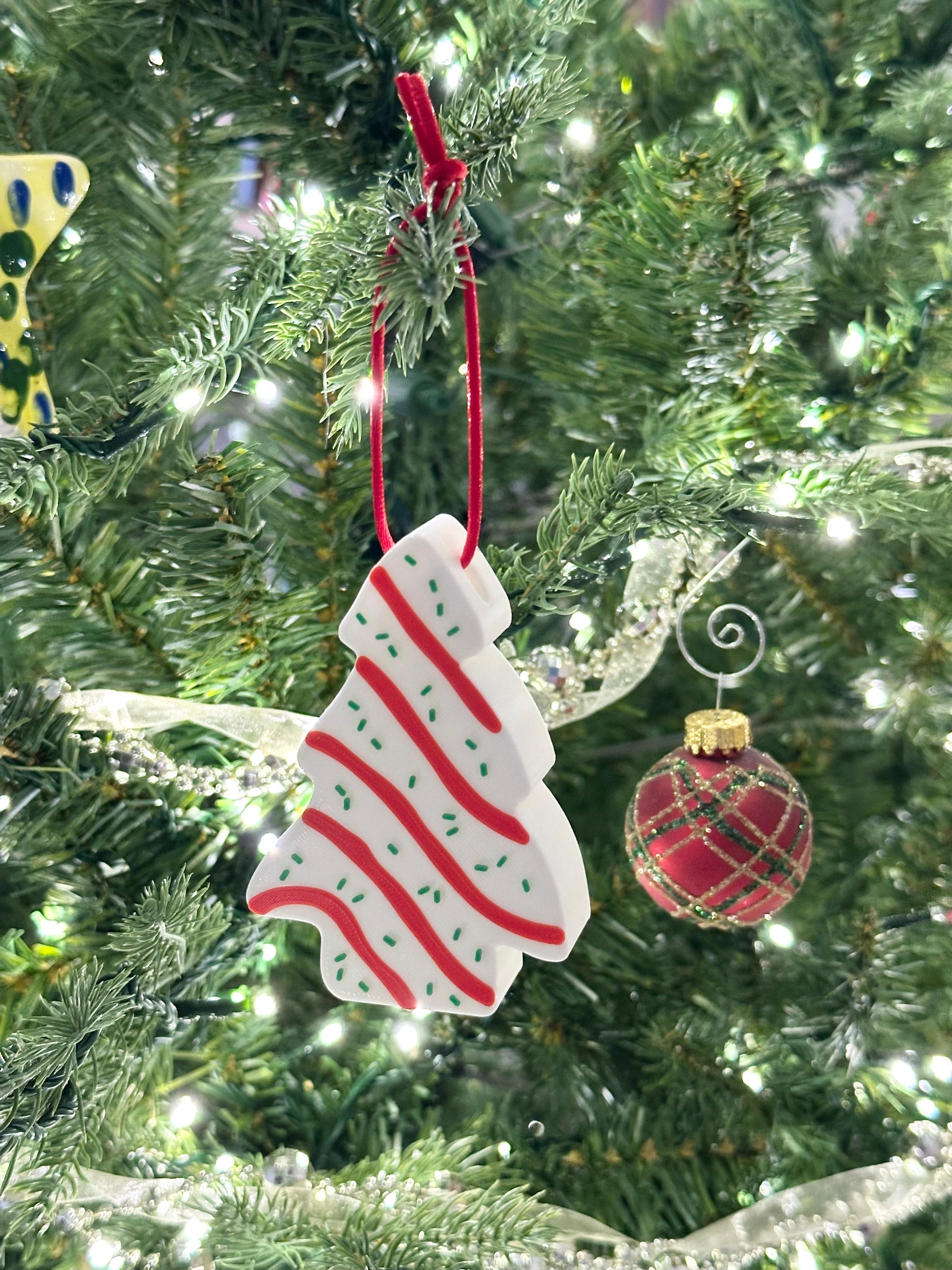 Christmas tree cake ornament, snack cake ornament, Christmas tree cake