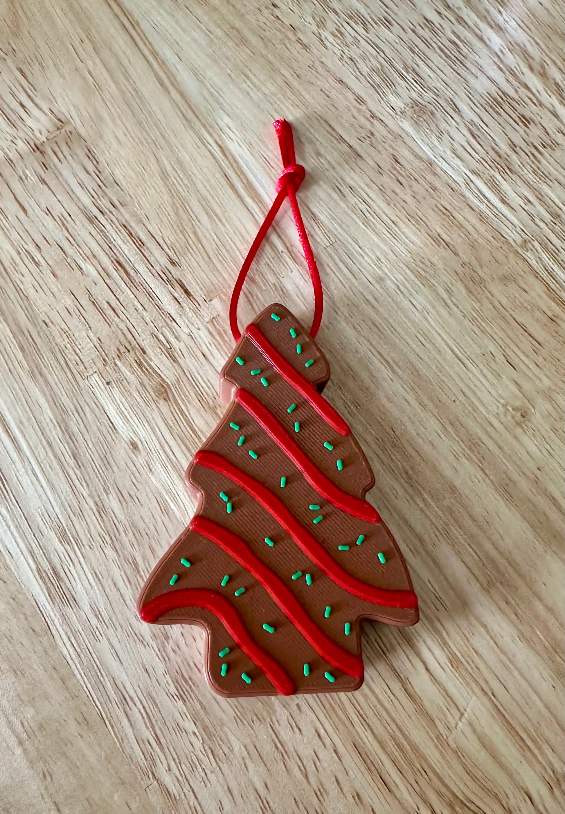 Christmas tree cake ornament, snack cake ornament, Chocolate Christmas tree cake