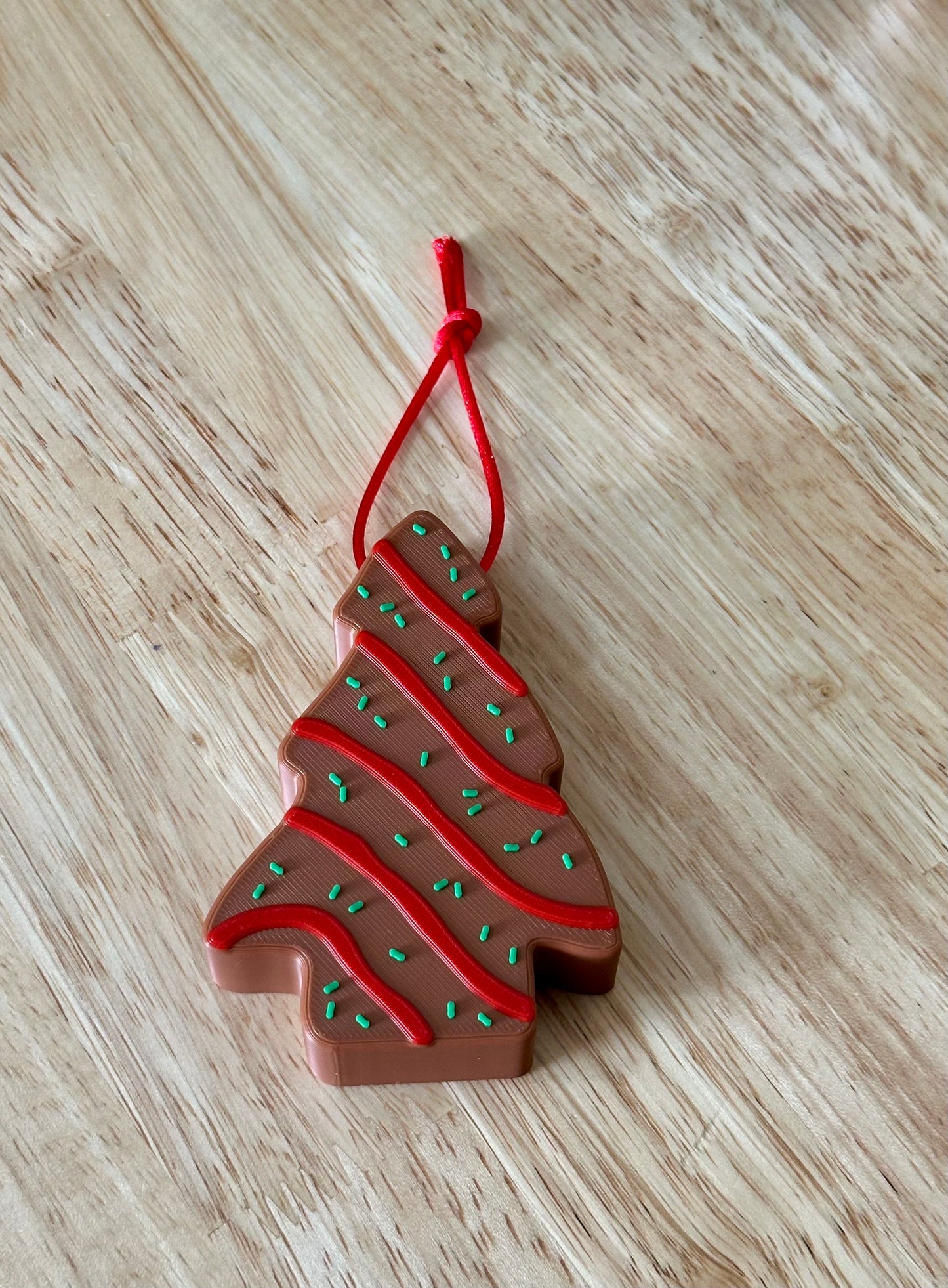 Christmas tree cake ornament, snack cake ornament, Chocolate Christmas tree cake