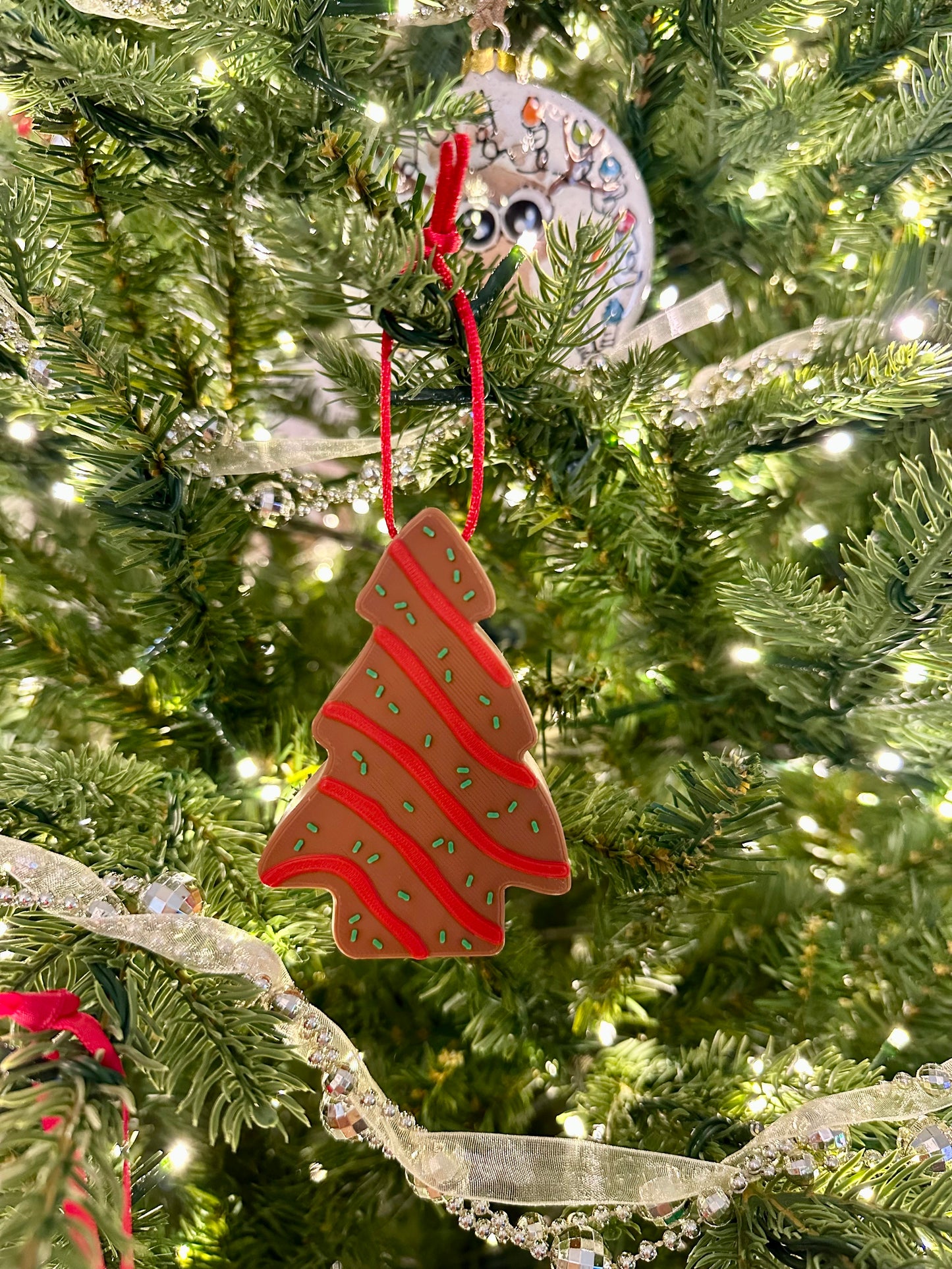 Christmas tree cake ornament, snack cake ornament, Chocolate Christmas tree cake