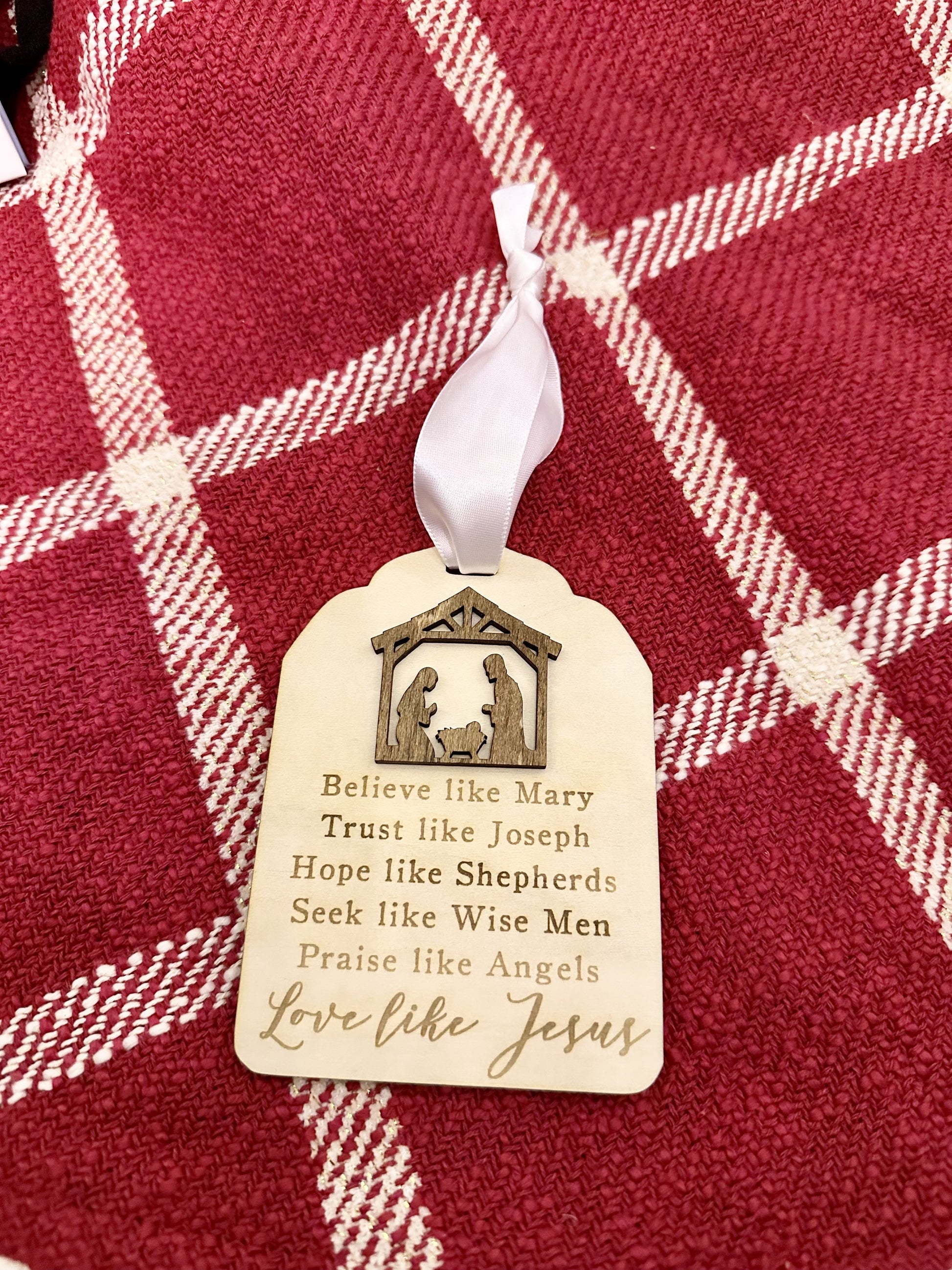 Love like Jesus Christmas Ornament, Believe like Mary, Religious ornament