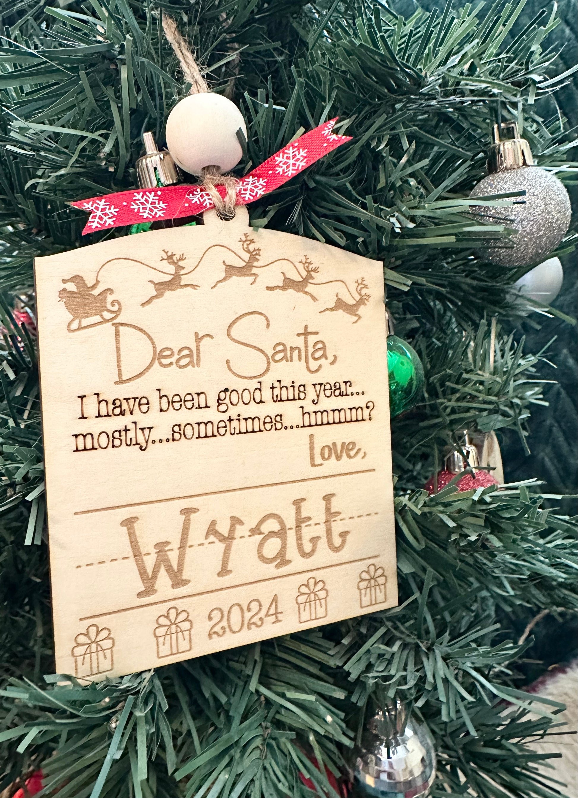 Dear Santa Ornament/ Personalized Child Name Ornament