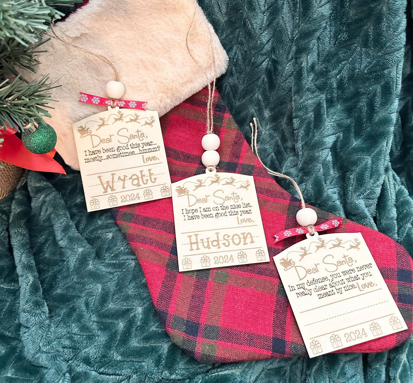 Dear Santa Ornament/ Personalized Child Name Ornament